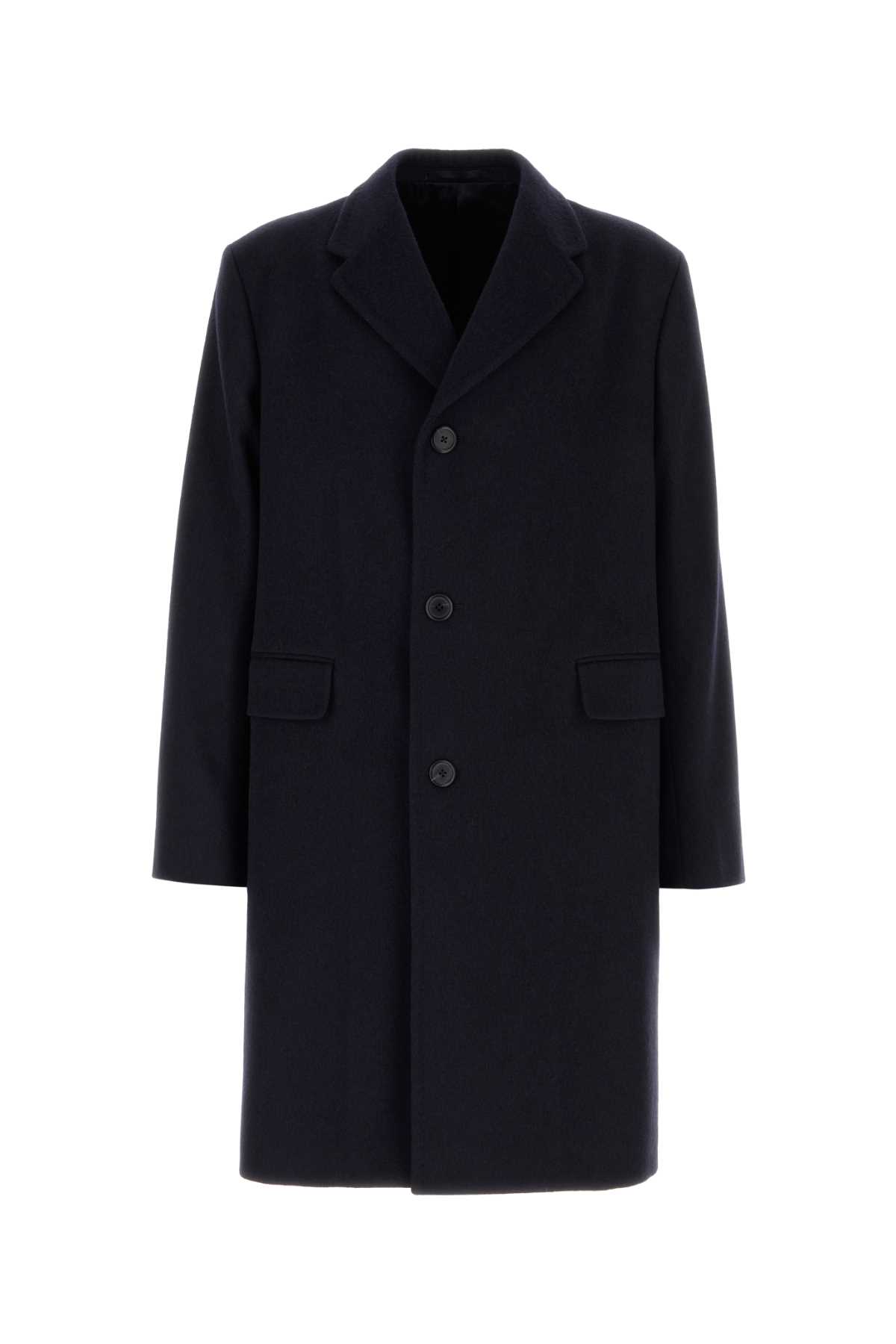 Shop Prada Midnight Blue Wool Coat In Bleu