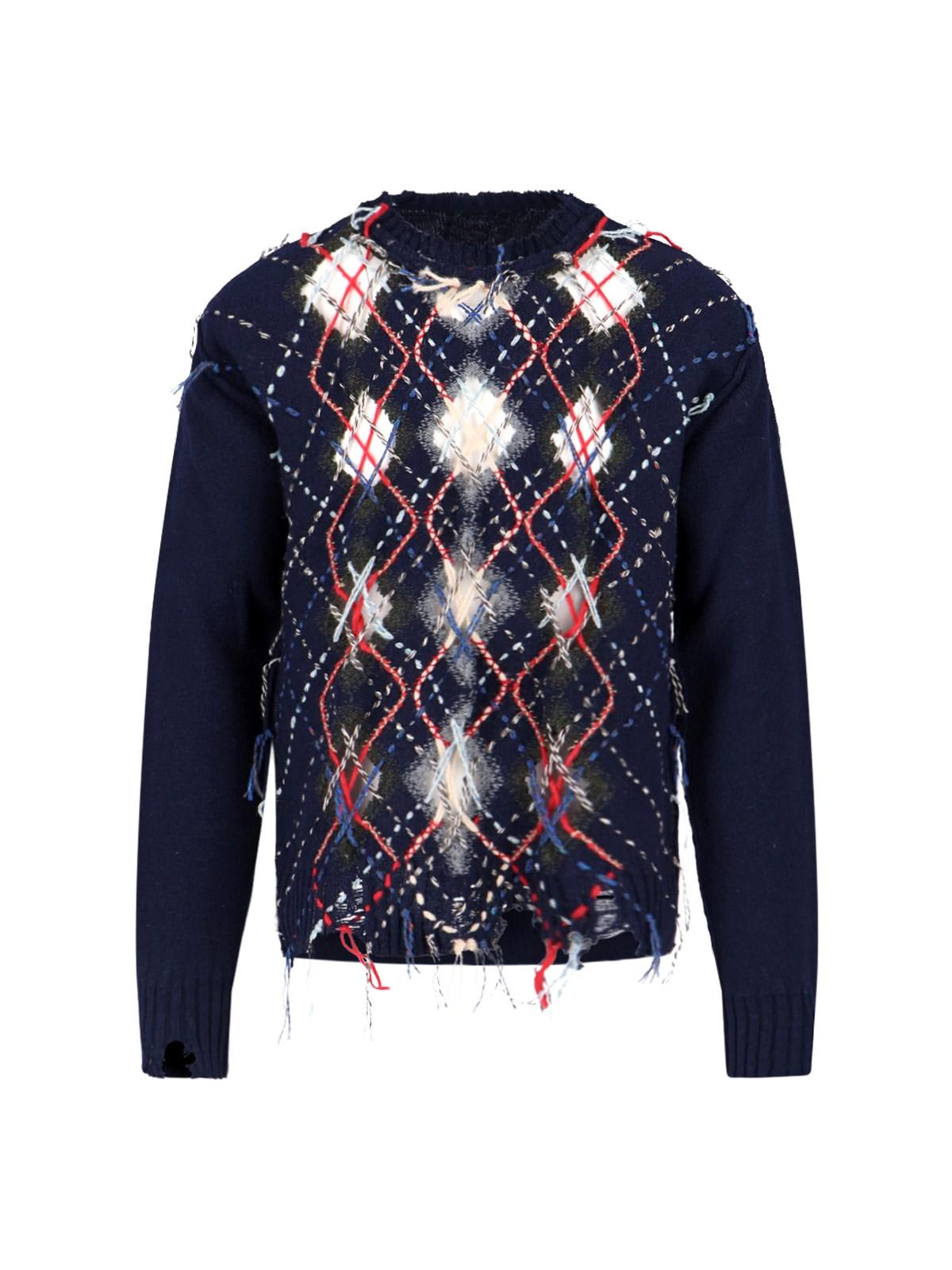Maison Margiela Distressed-effect Pullover In Blue