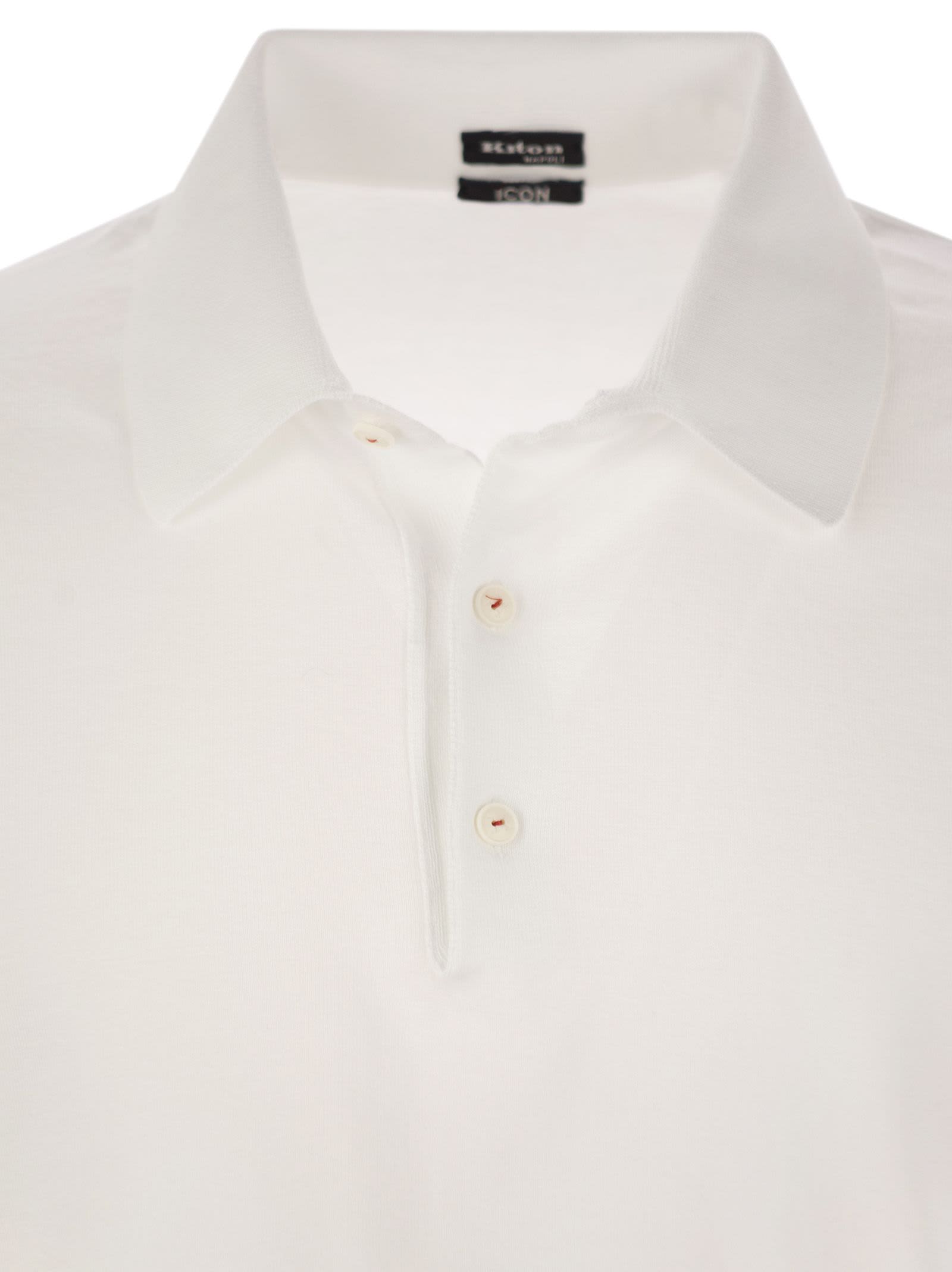 Shop Kiton Short-sleeved Cotton Polo Shirt In White