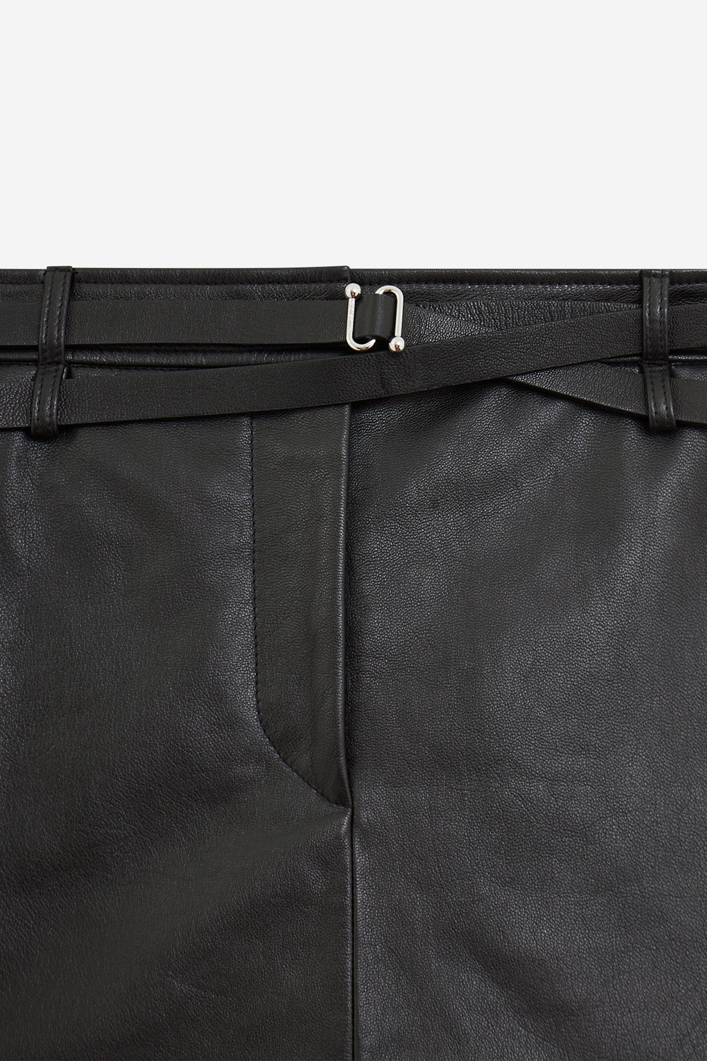 Sportmax Belted Leather Mini Skirt In Black