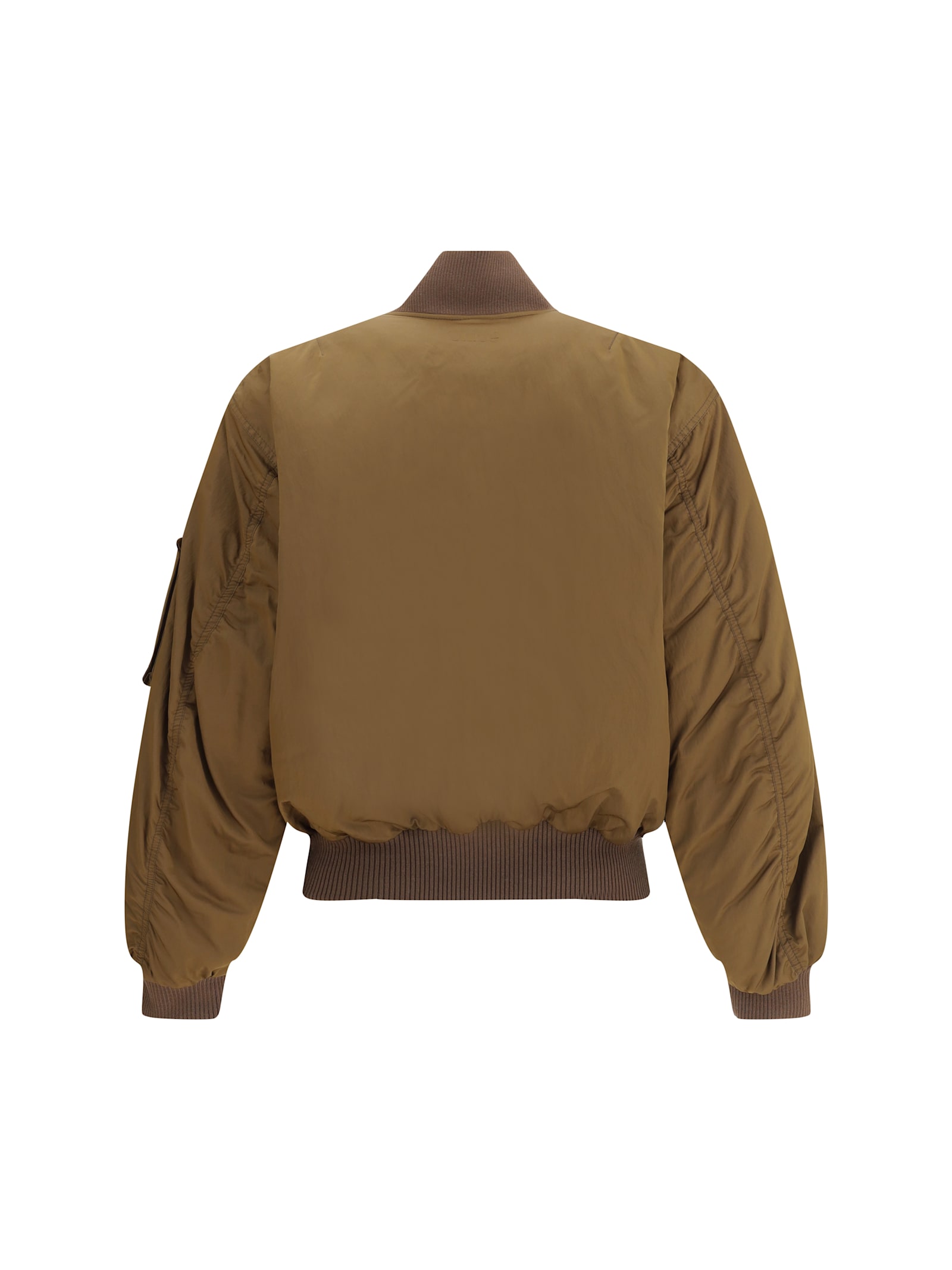 Chloé Zip-up Cropped Bomber Jacket In Brown