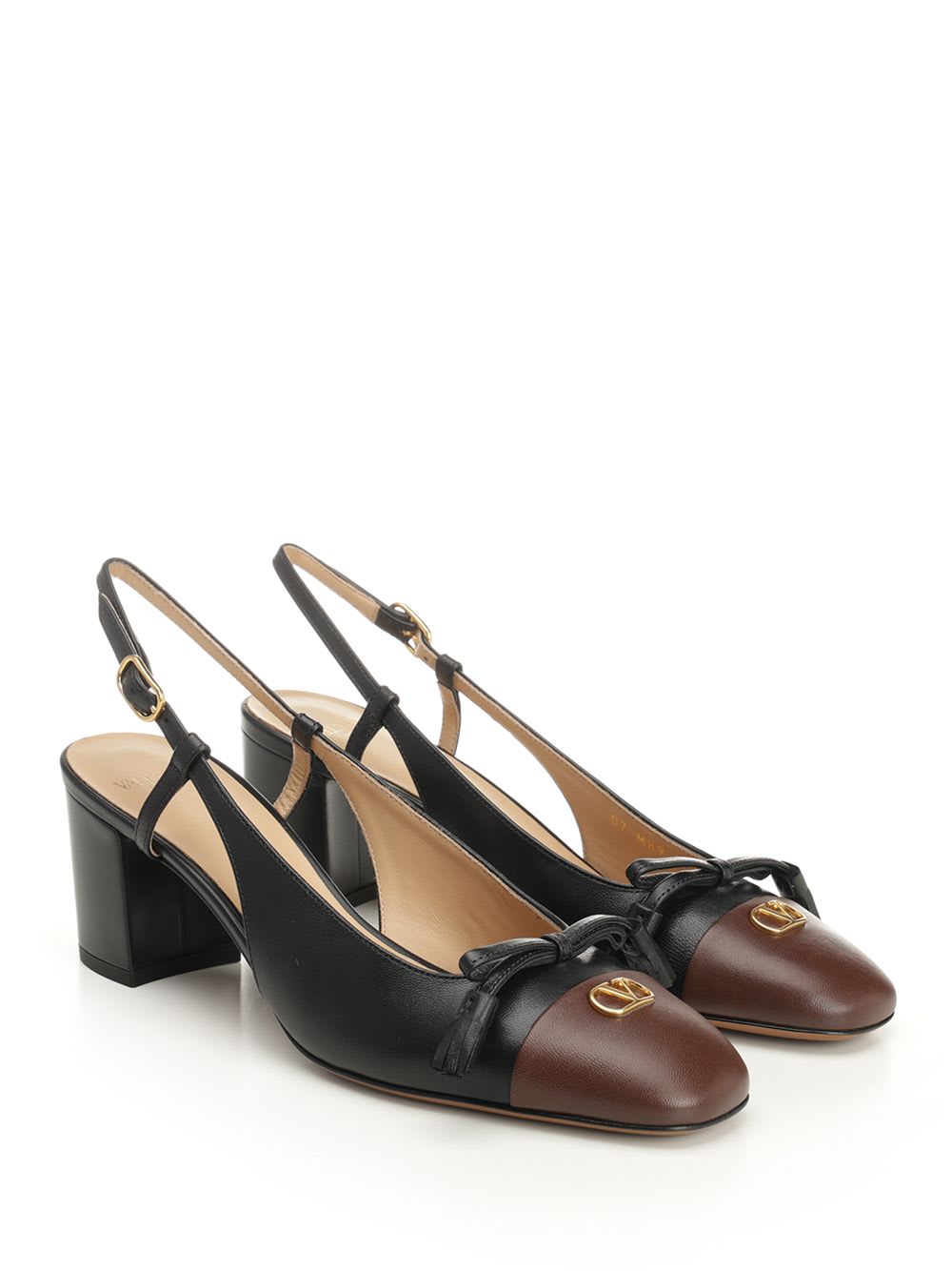 Valentino Valet Du Roi Vlogo Leather Slingback Pumps In Black