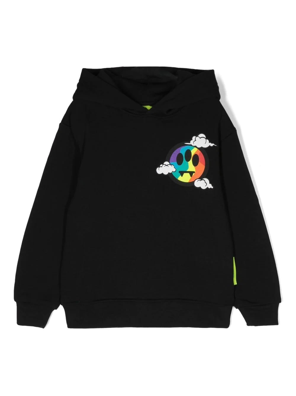 BARROW BLACK HOODIE WITH MULTICOLOURED LOGO ON FRONT AND BACK