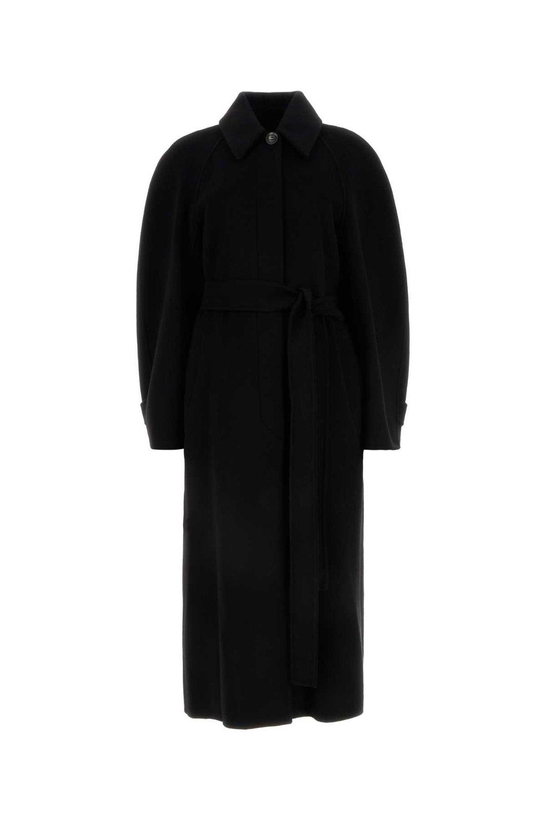 Sportmax Belted Long-sleeved Coat In Black