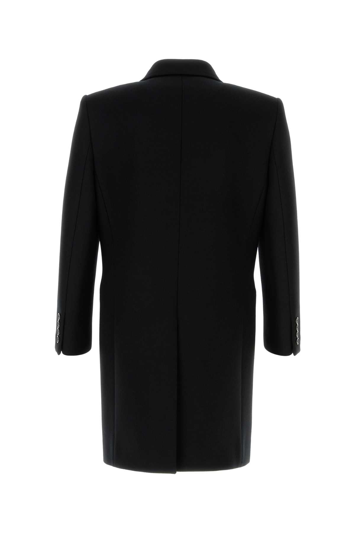 Shop Saint Laurent Black Wool Coat In Noir