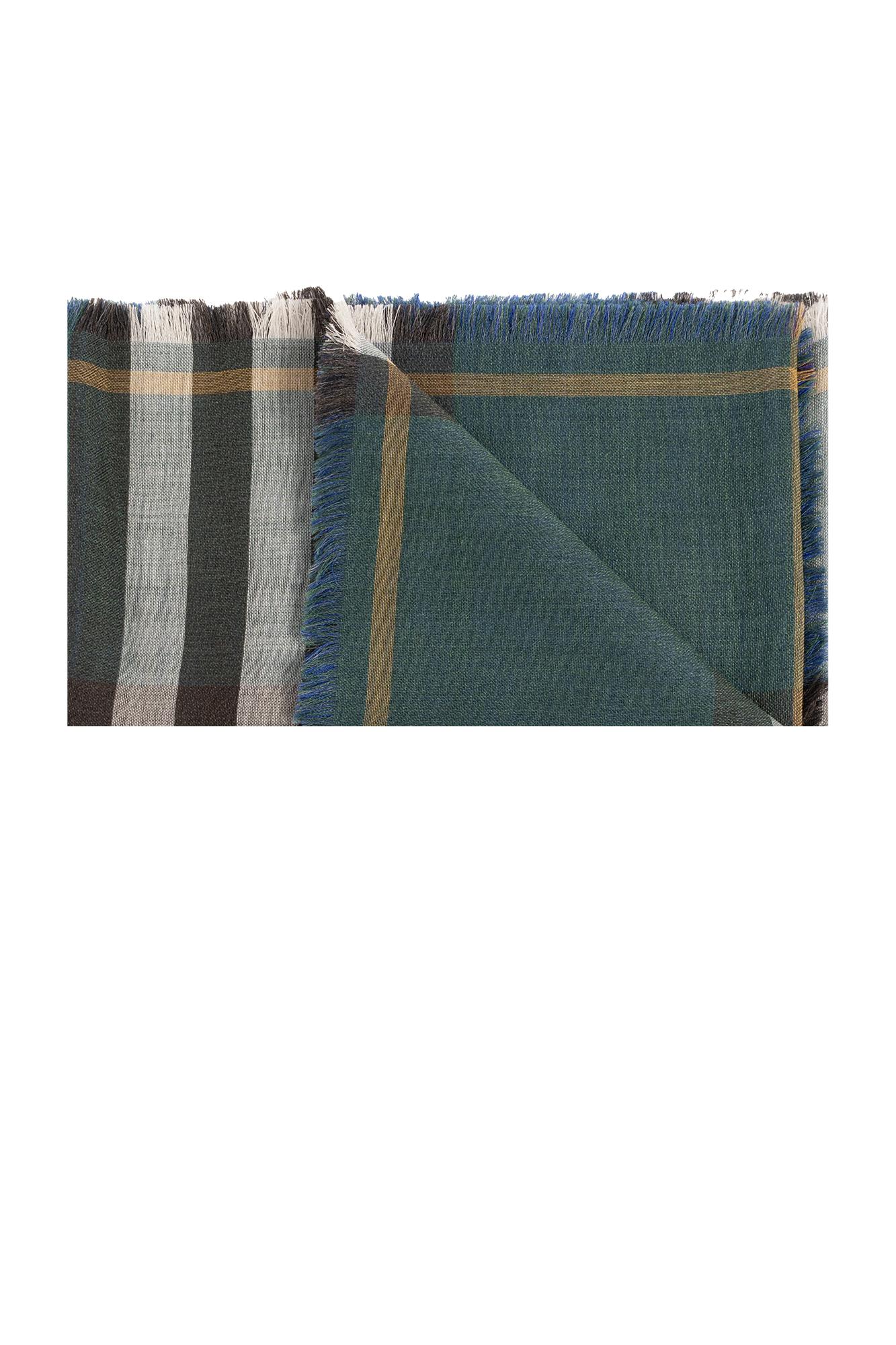 Shop Burberry Wool Scarf In Green