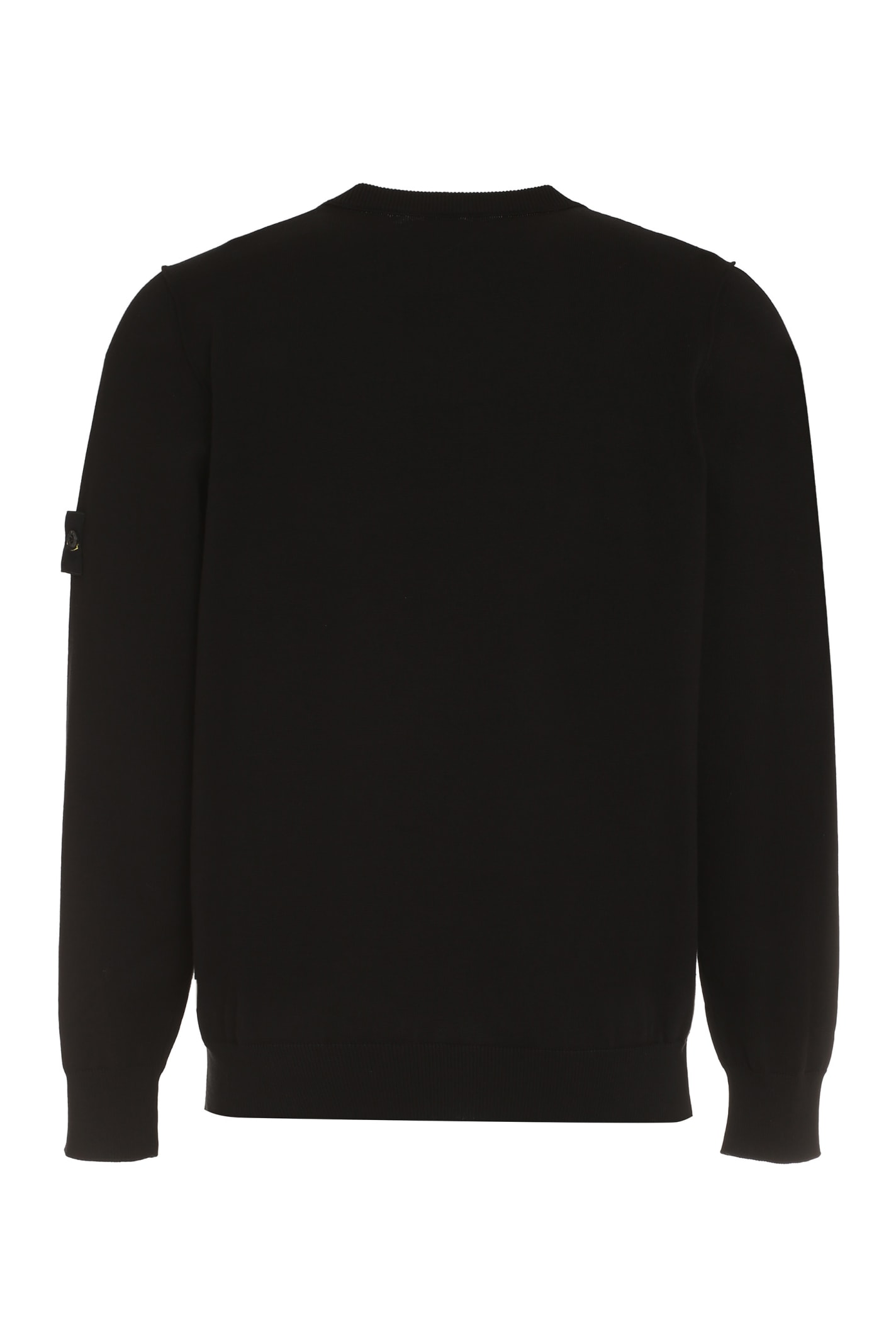 Shop Stone Island Rib Trim Logo Patch Sweatshirt In Black
