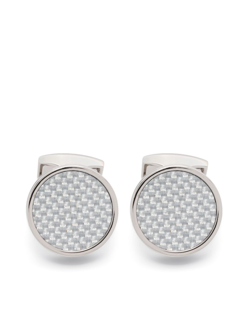 Cufflinks Round Palladium Alutex Enamel Grey