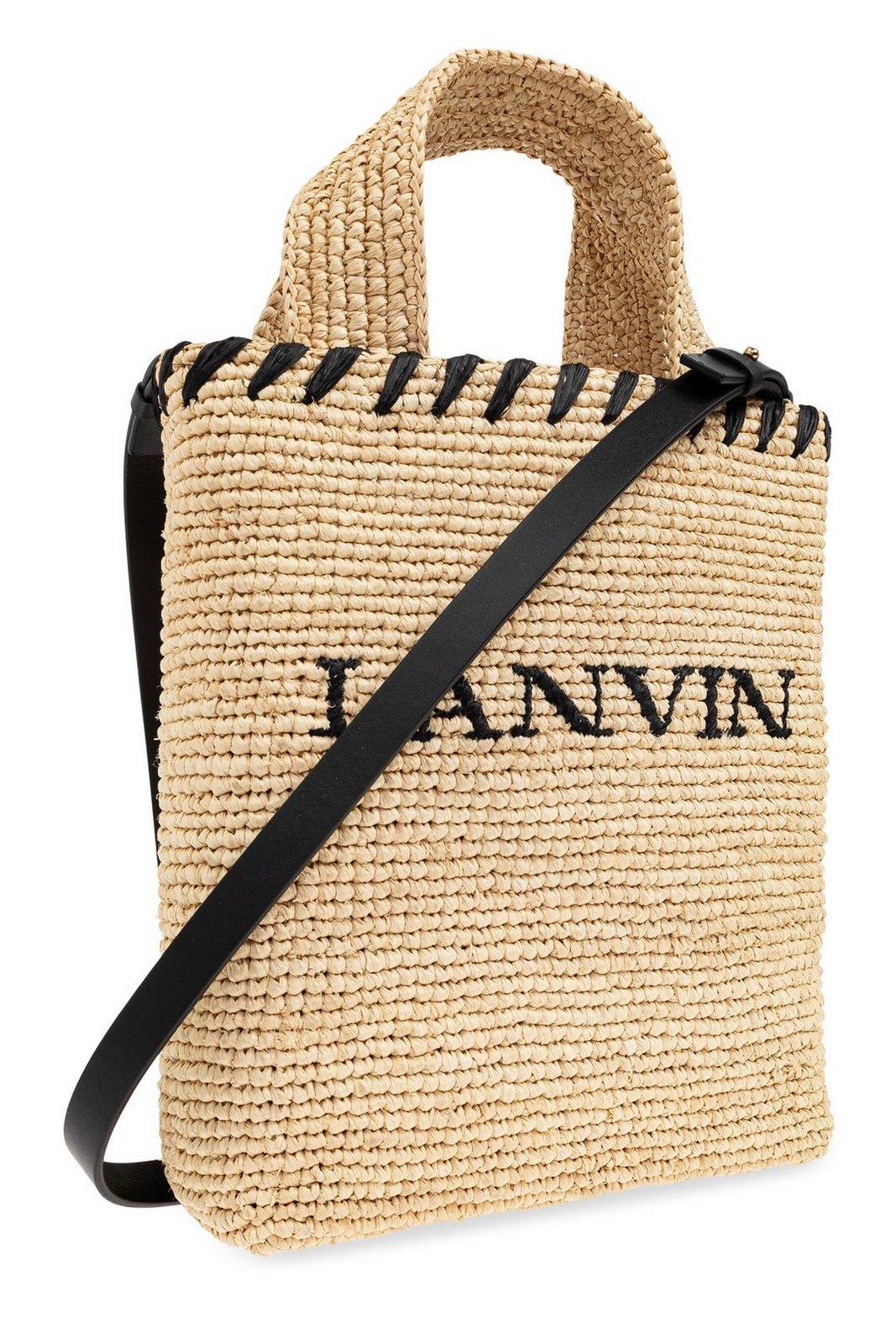Shop Lanvin Nano Tote Bag In Natural Black