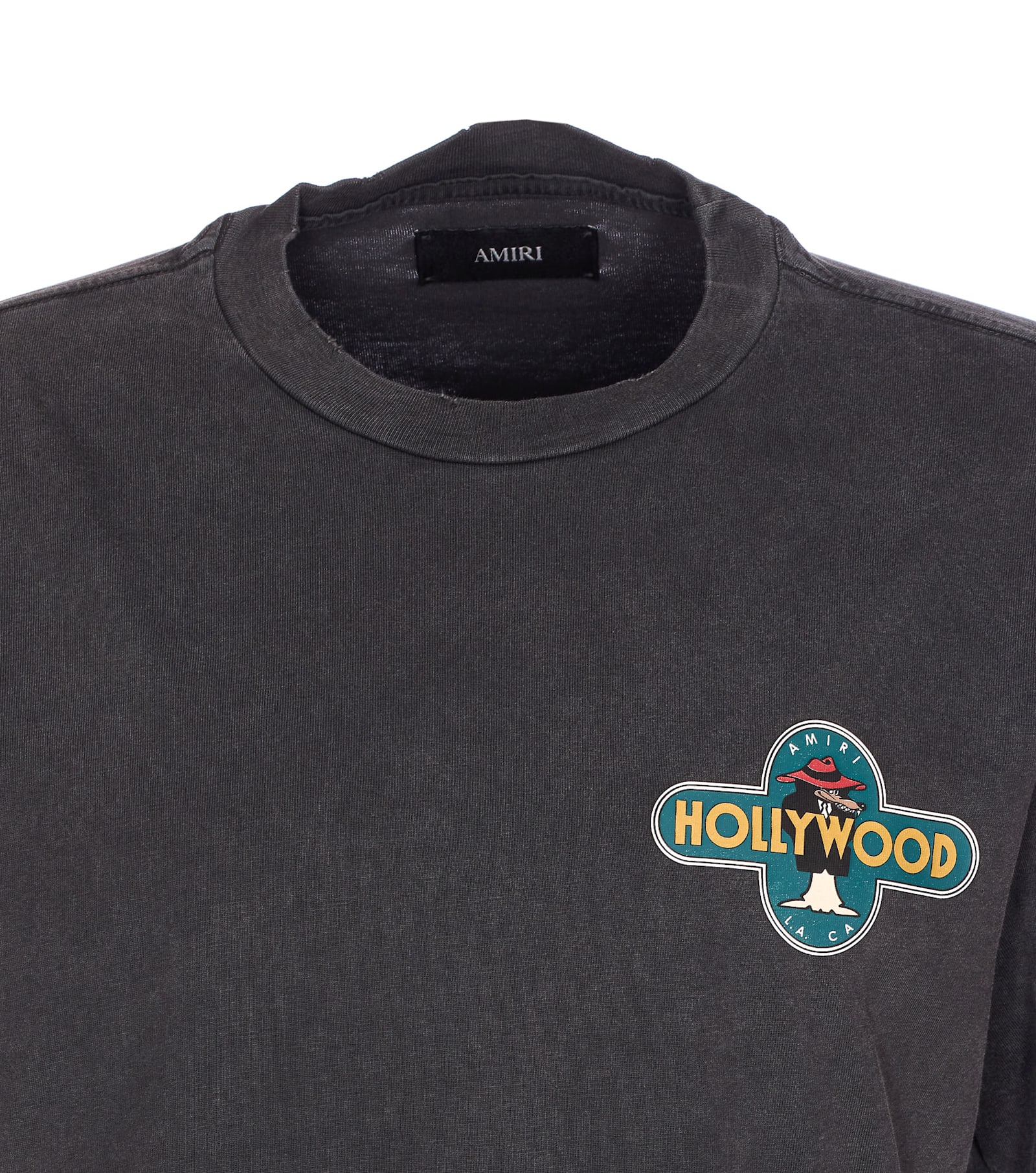 Amiri Logo Graphic Print Crewneck T-shirt In Gray