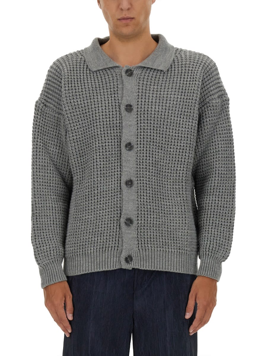 Shop Family First Milano Polo Cardigan In Grey