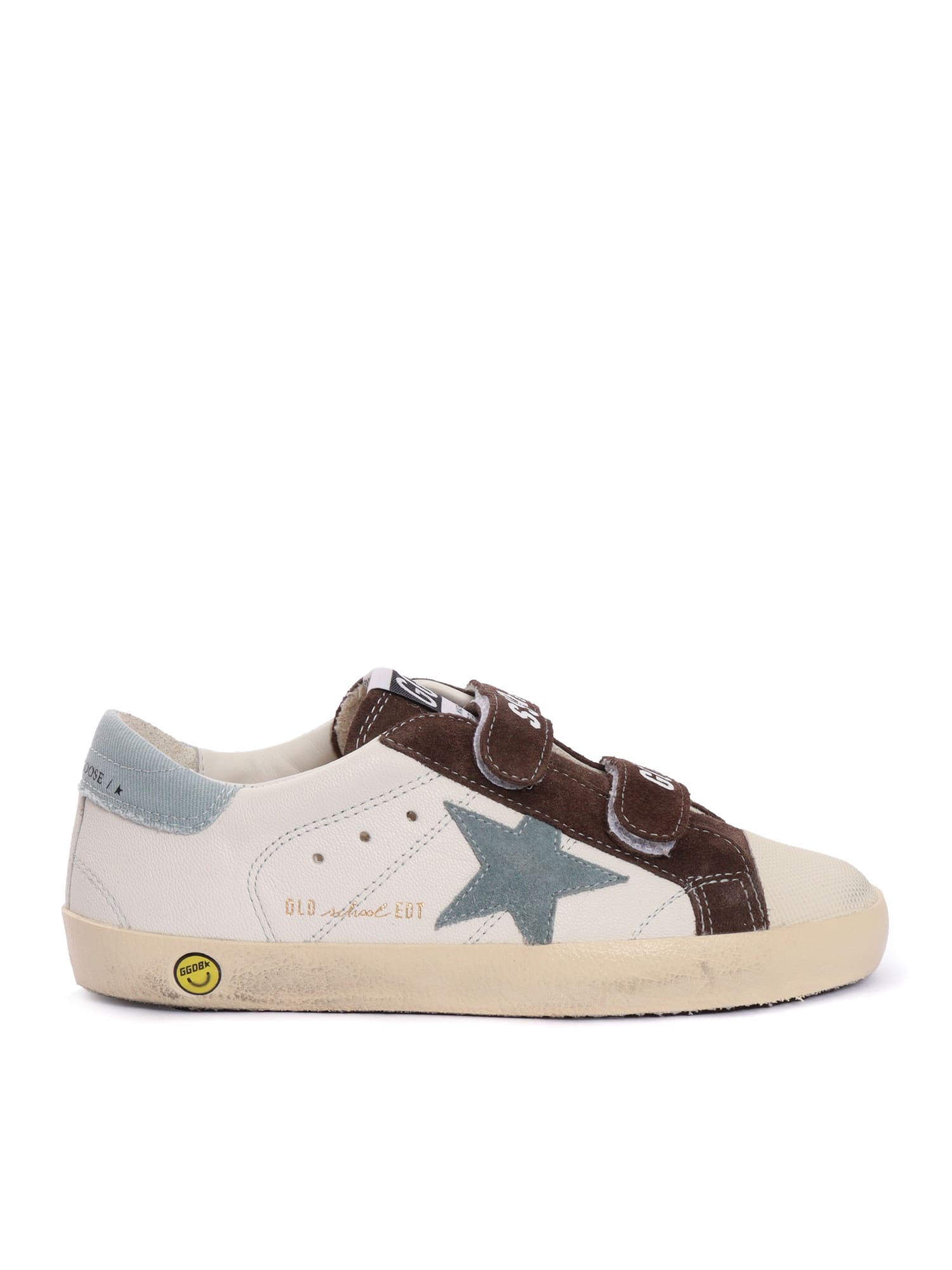 Golden Goose Old School Nappa Upper Suede Toe Tongue And Star Canvas Heel Rubber Cup Toe Sneakers In Neutral