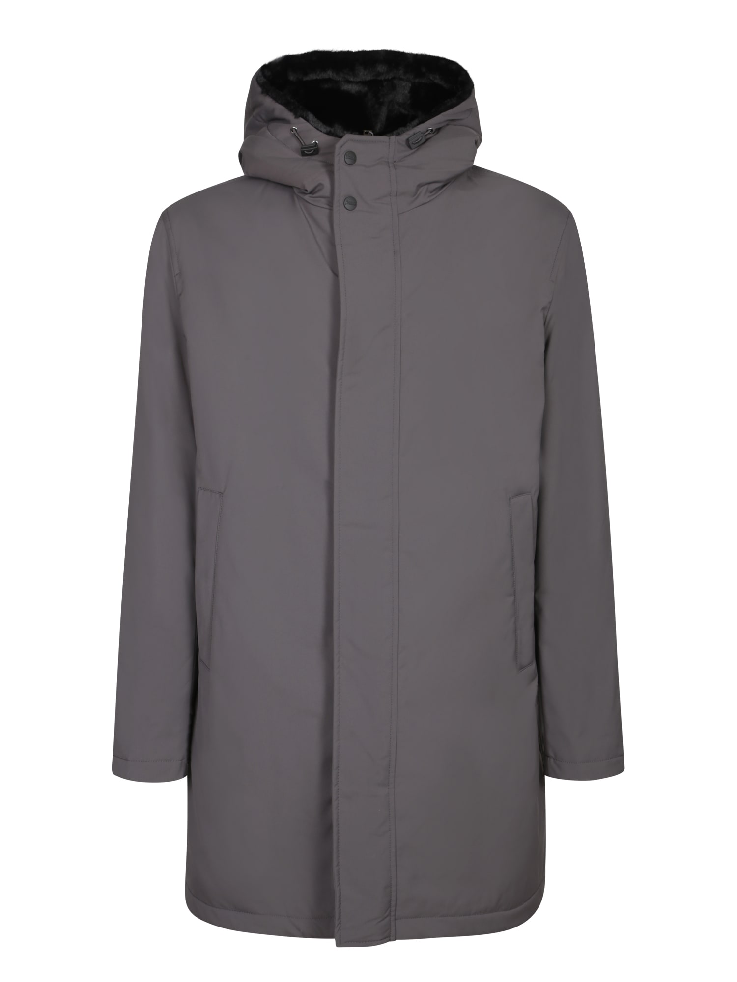 Gray Faux Fur Three-quarter Coat
