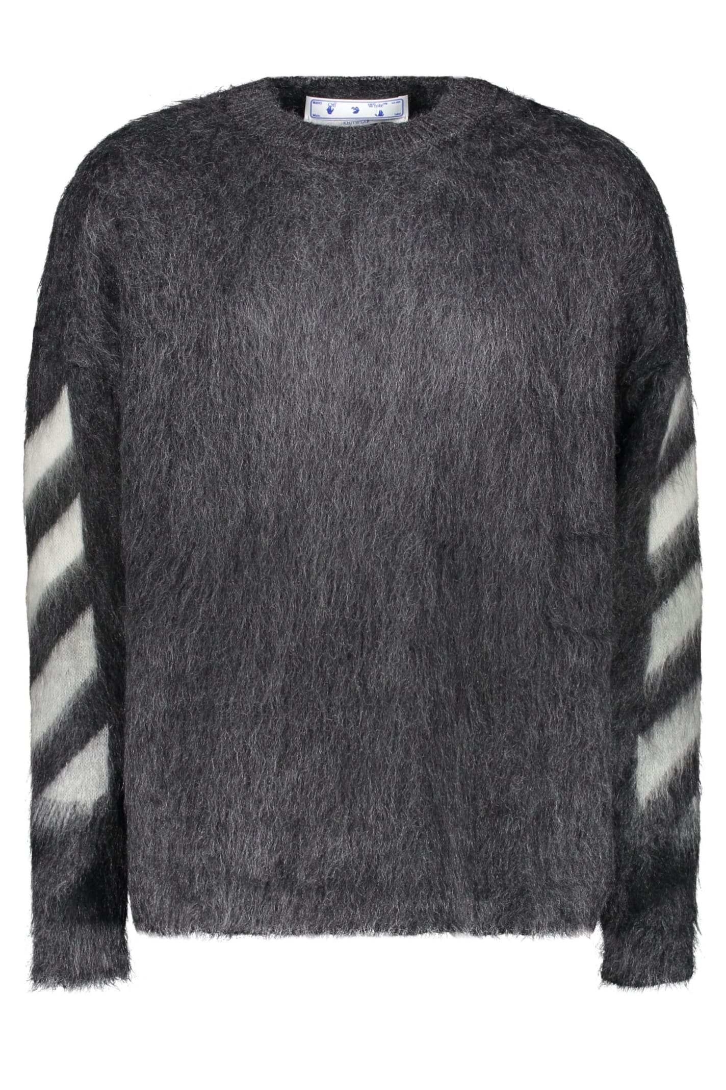 Off-white Long Sleeve Crew-neck Sweater In Heather Grey