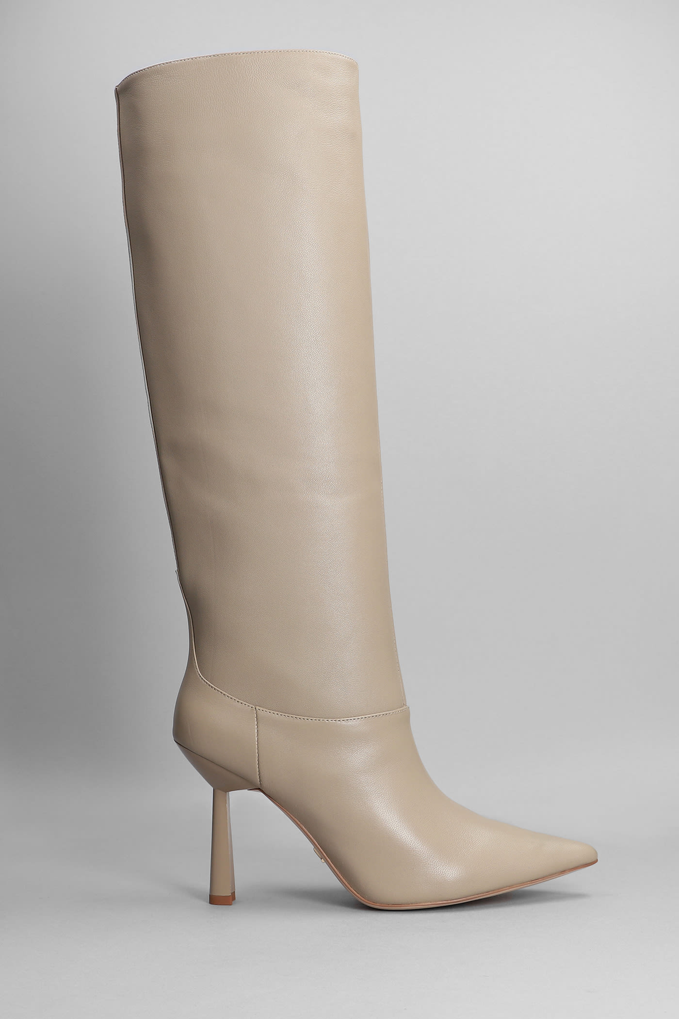 Lola Cruz High Heels Boots In Taupe Leather