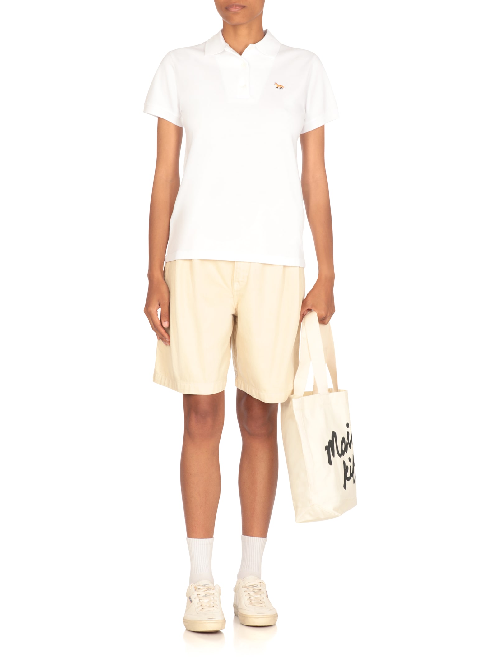 Maison Kitsuné Baby Fox Head Polo Shirt In White