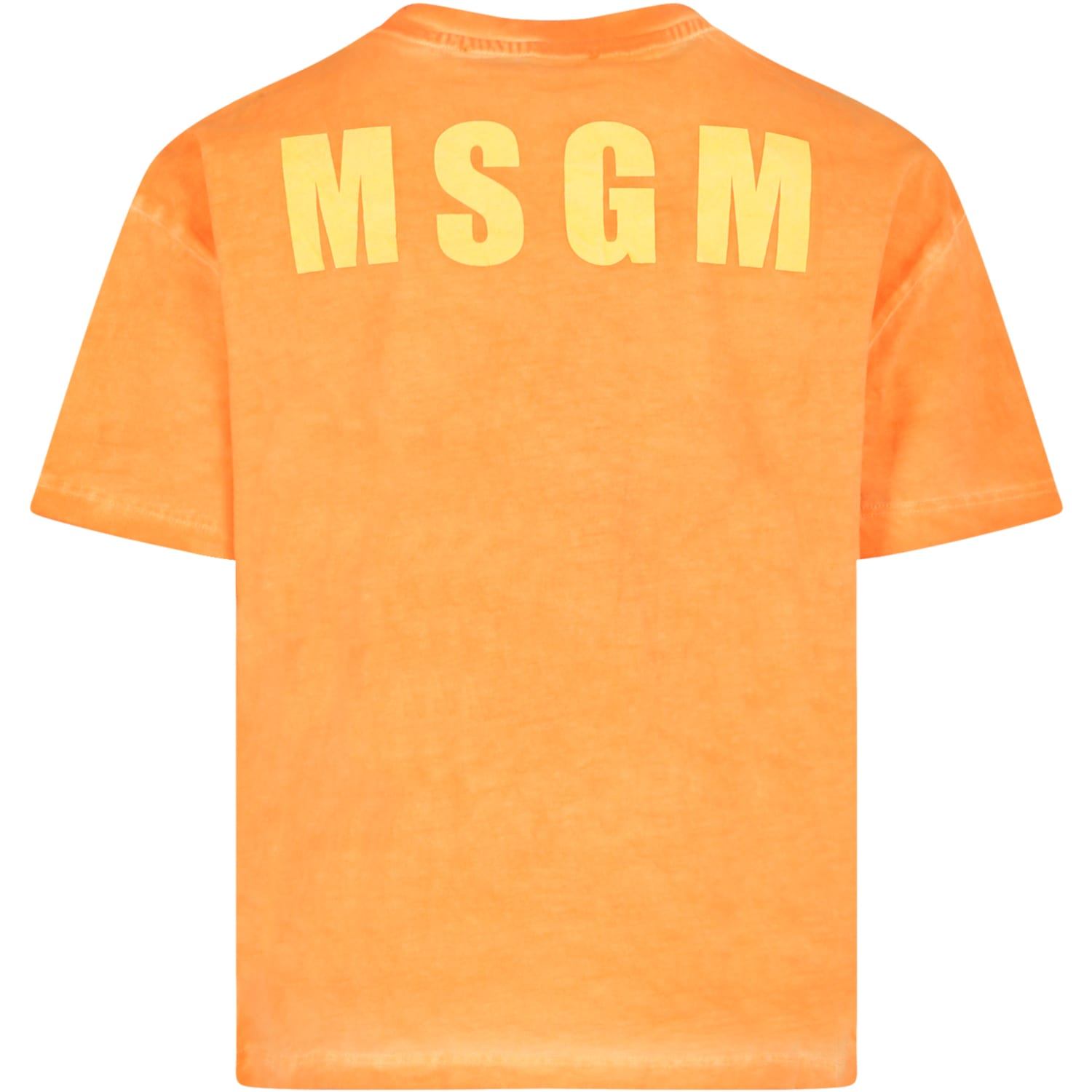 Msgm Orange T-shirt For Kids With White Logo