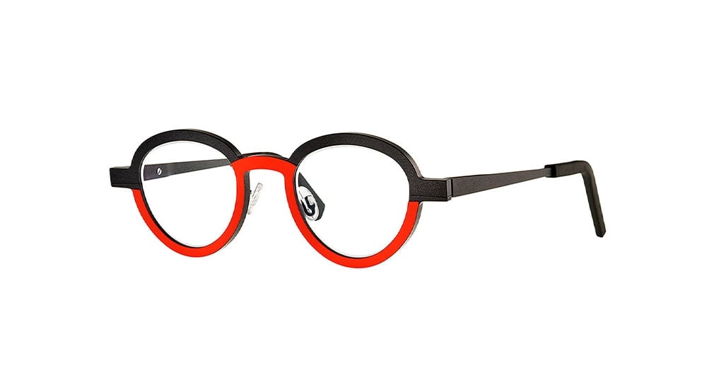 Shop Theo Eyewear Collins - 458 Glasses In Black/red