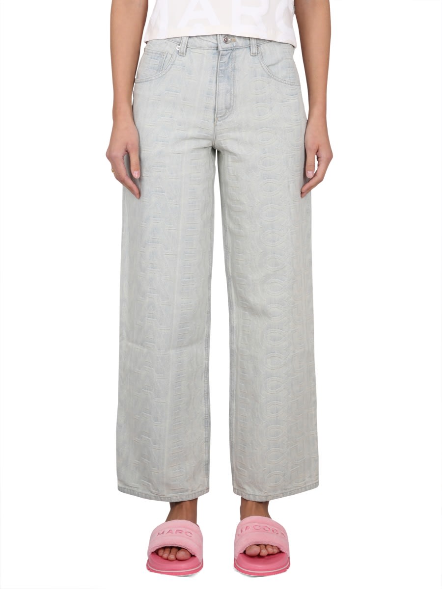 Marc Jacobs Women Monogram Denim Jeans In Blue