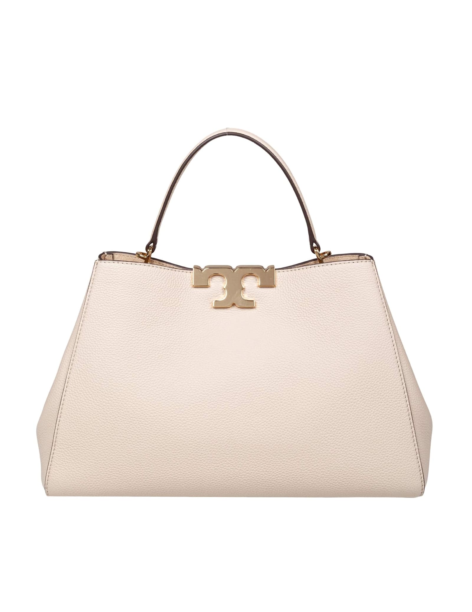 Tory Burch Eleanor Satchel Leather Bag In Stone In Neutral