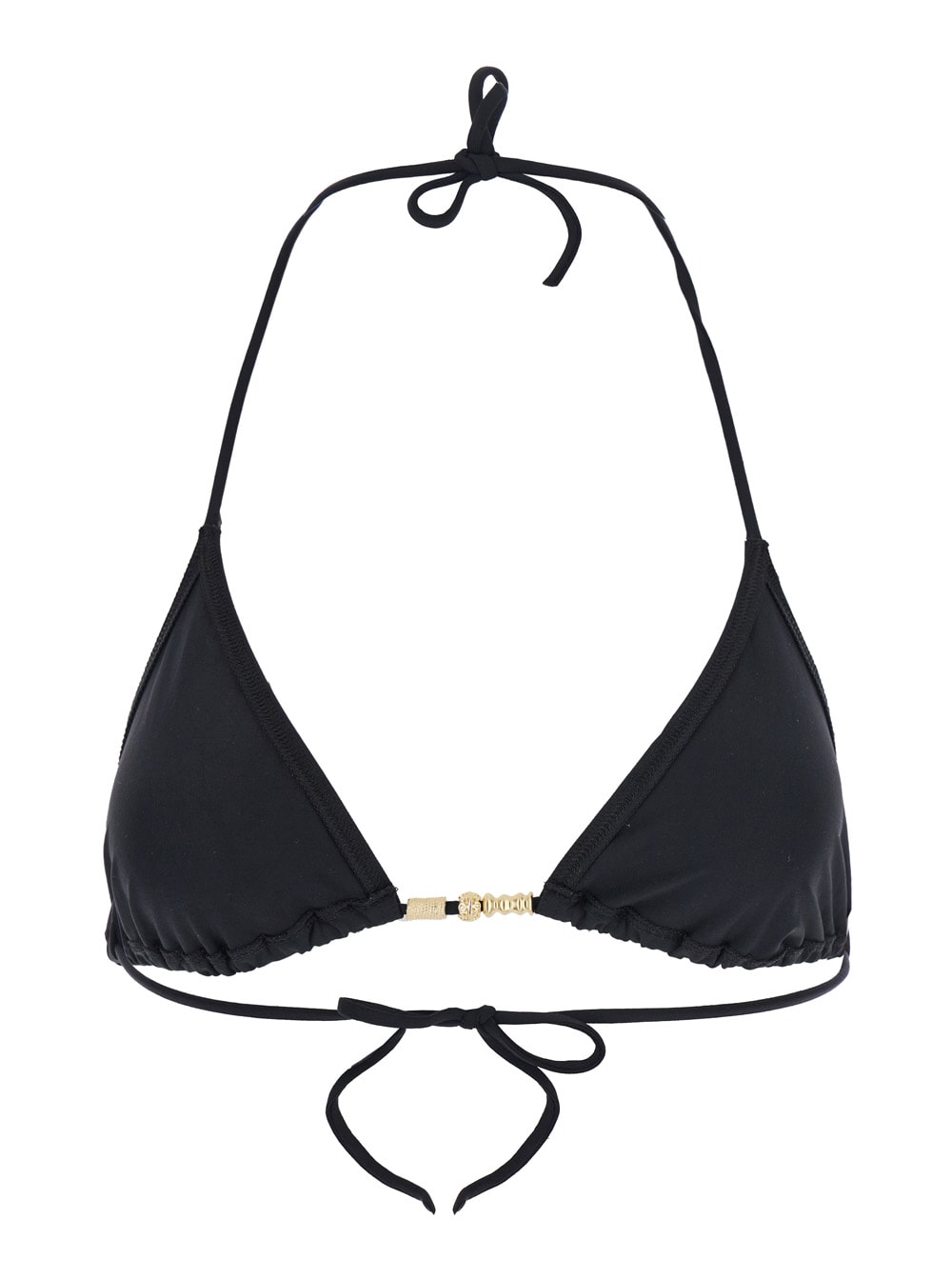 Eres Ephemere Black Bikini Top With Beaded Embellishmentsand Triangular Cup In Tech Fabric Stretch Woman In Black
