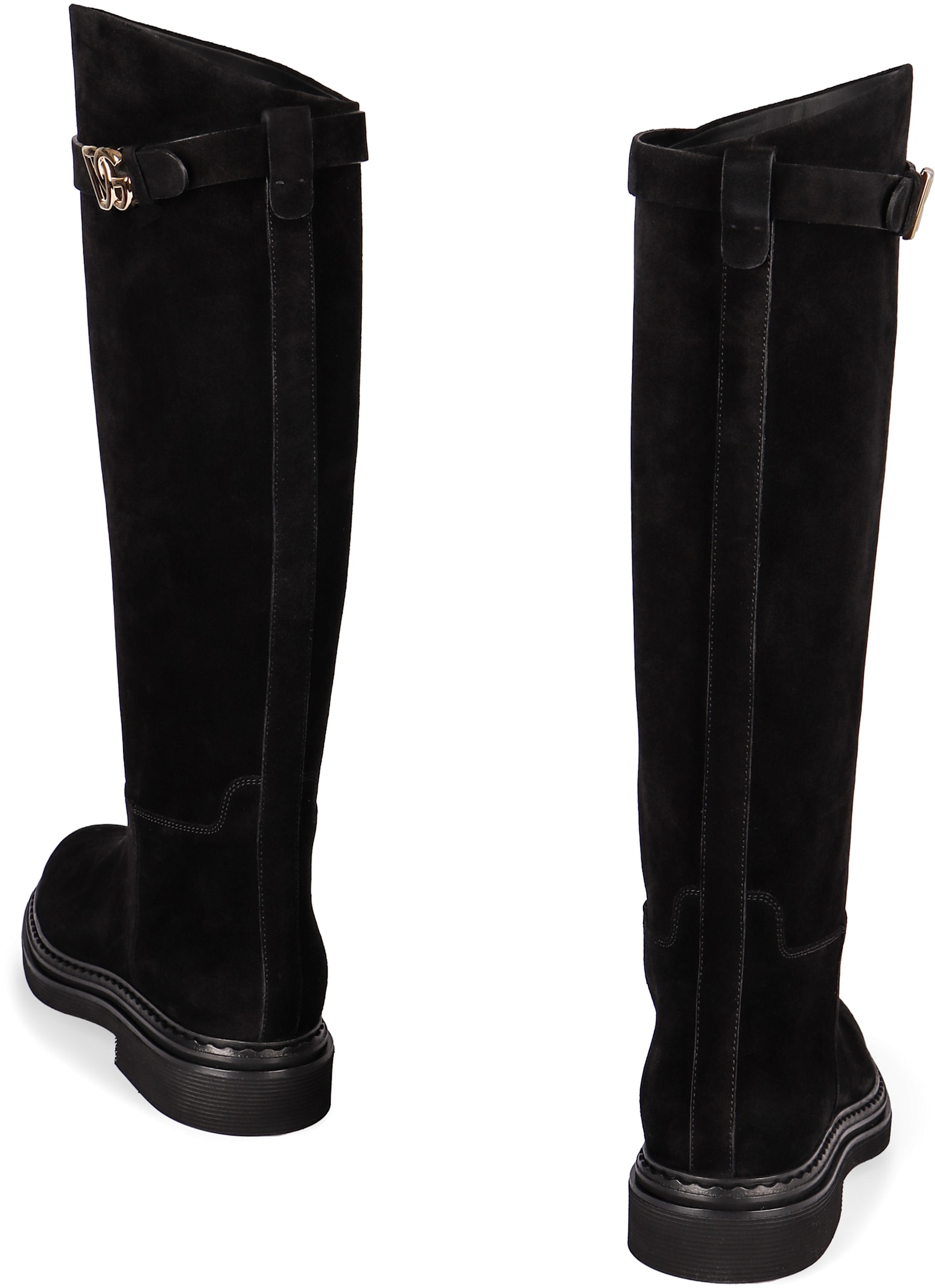 Dolce & Gabbana Logo-plaque Equestrian Boots In Black