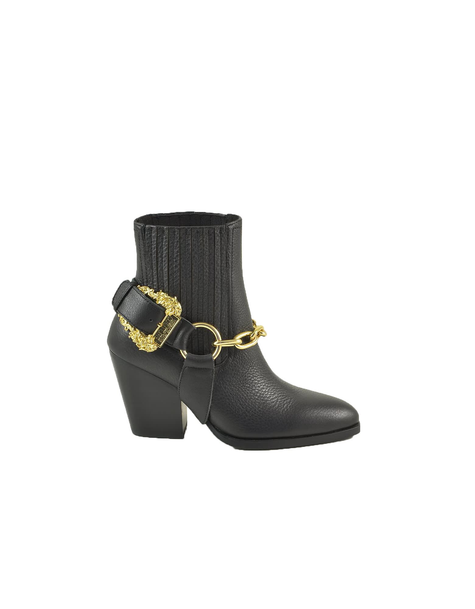 Versace Jeans Couture Black Womens Cowboy Booties