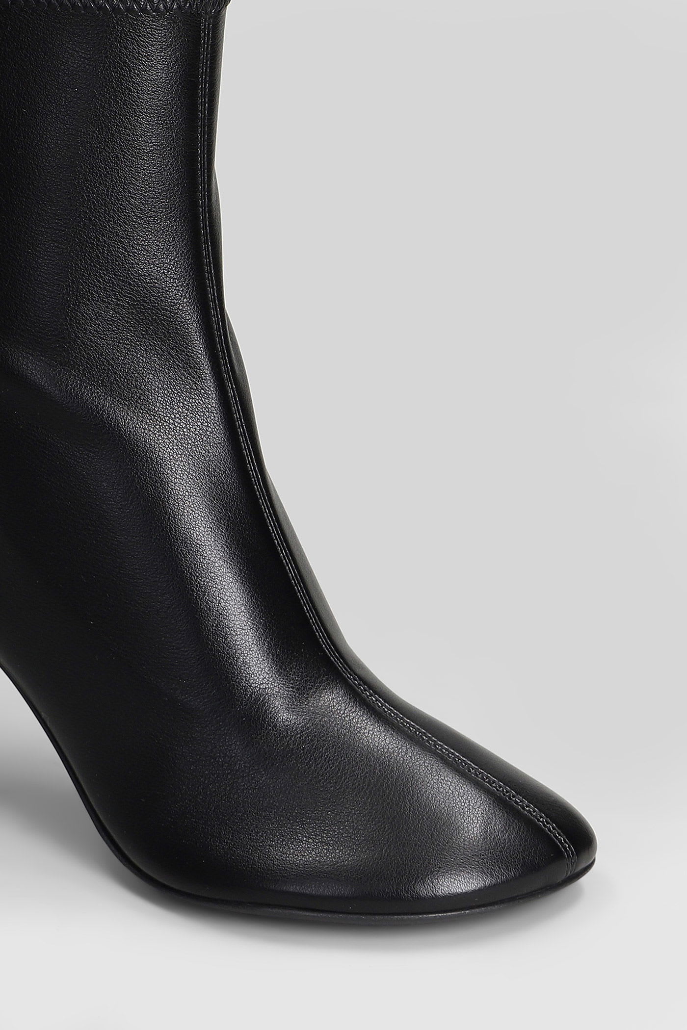 3juin Alessia 080 High Heels Ankle Boots In Black Leather In Black