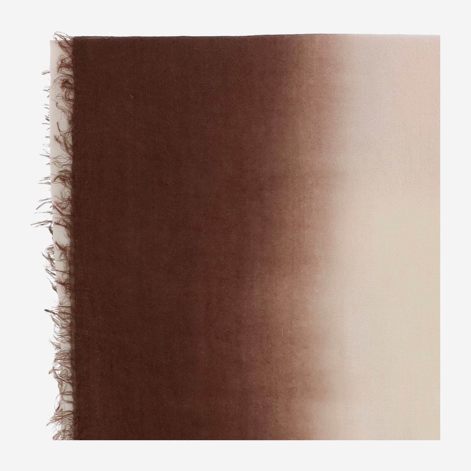 Faliero Sarti Gradient Effect Cashmere Scarf With Frayed Edges In Brown