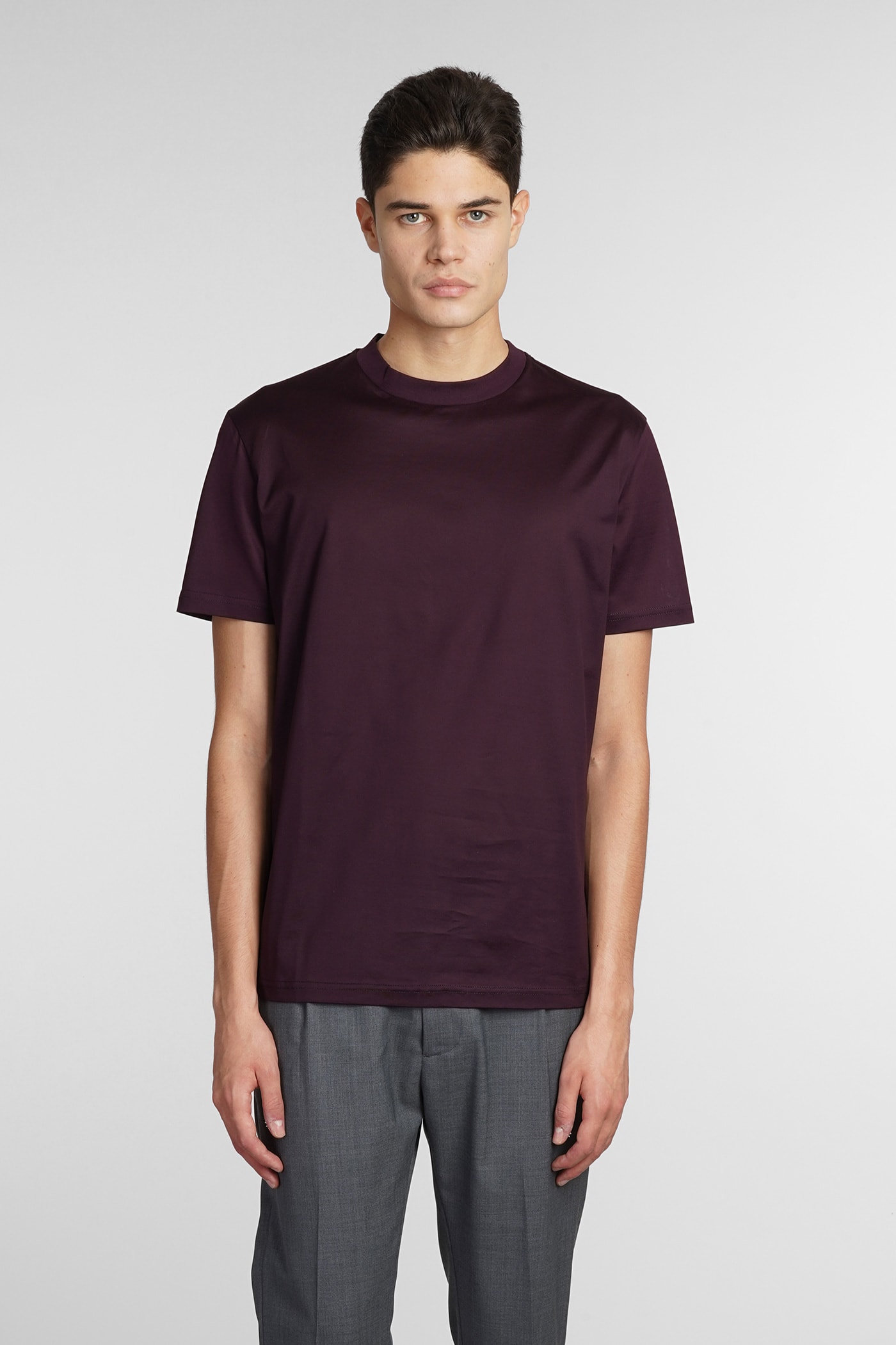 Low Brand T-shirt In Bordeaux Cotton