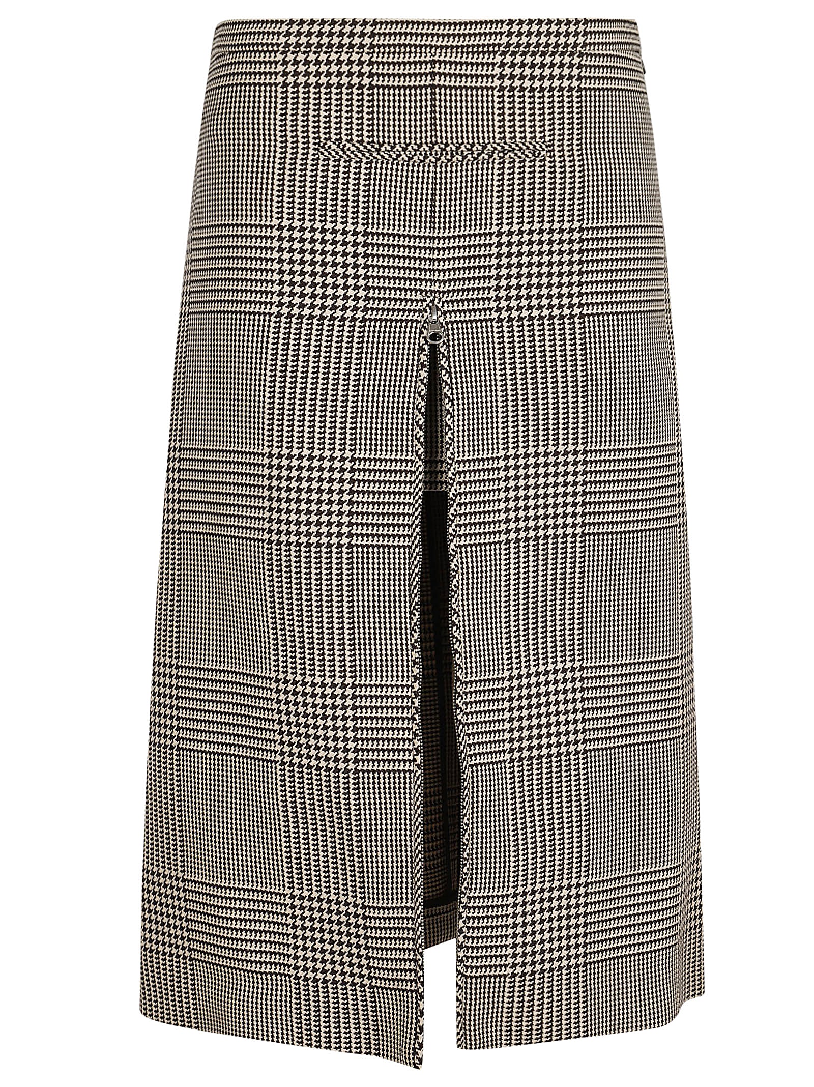 Shop Courrèges Zipped Prince Of Wales Skirt In Sand Mud Brown