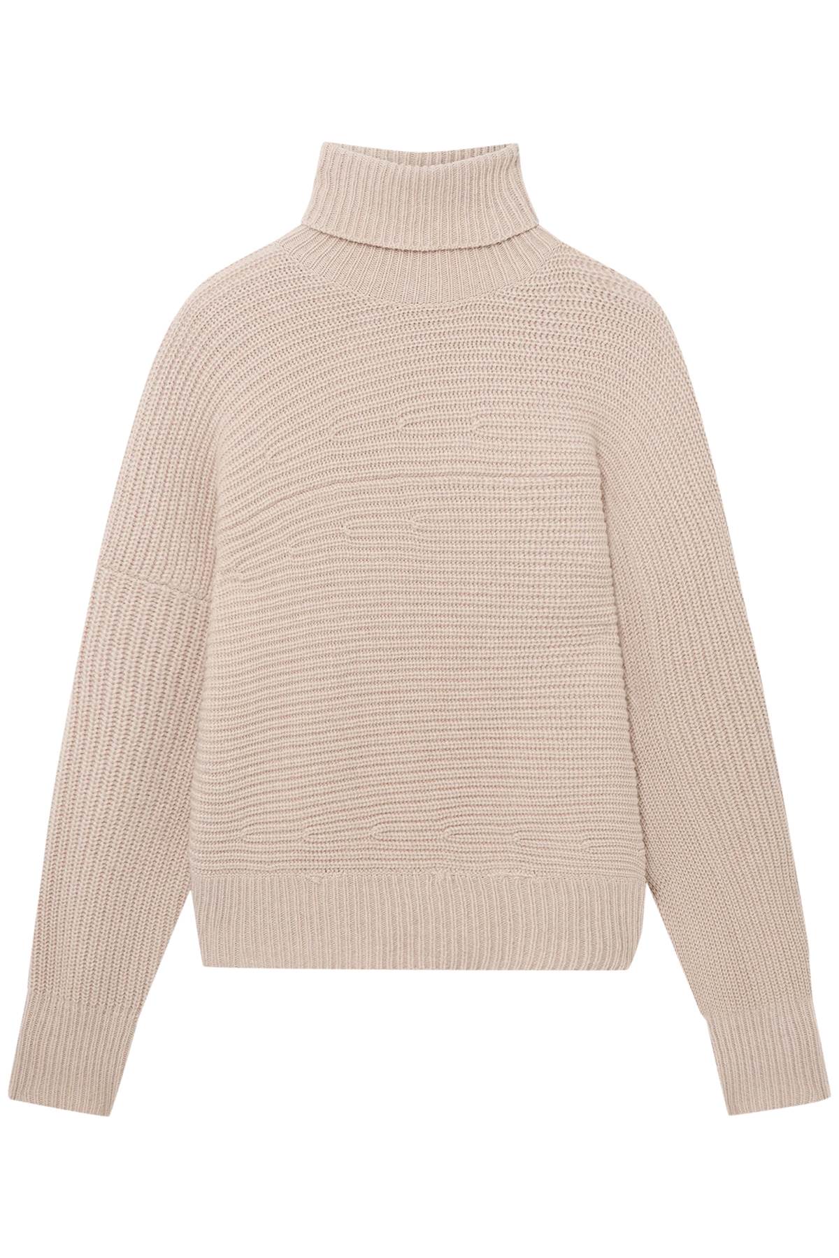 Stella Mccartney Asymmetrical Sweater In Ribbed Cashmere Knit In Oat (beige)