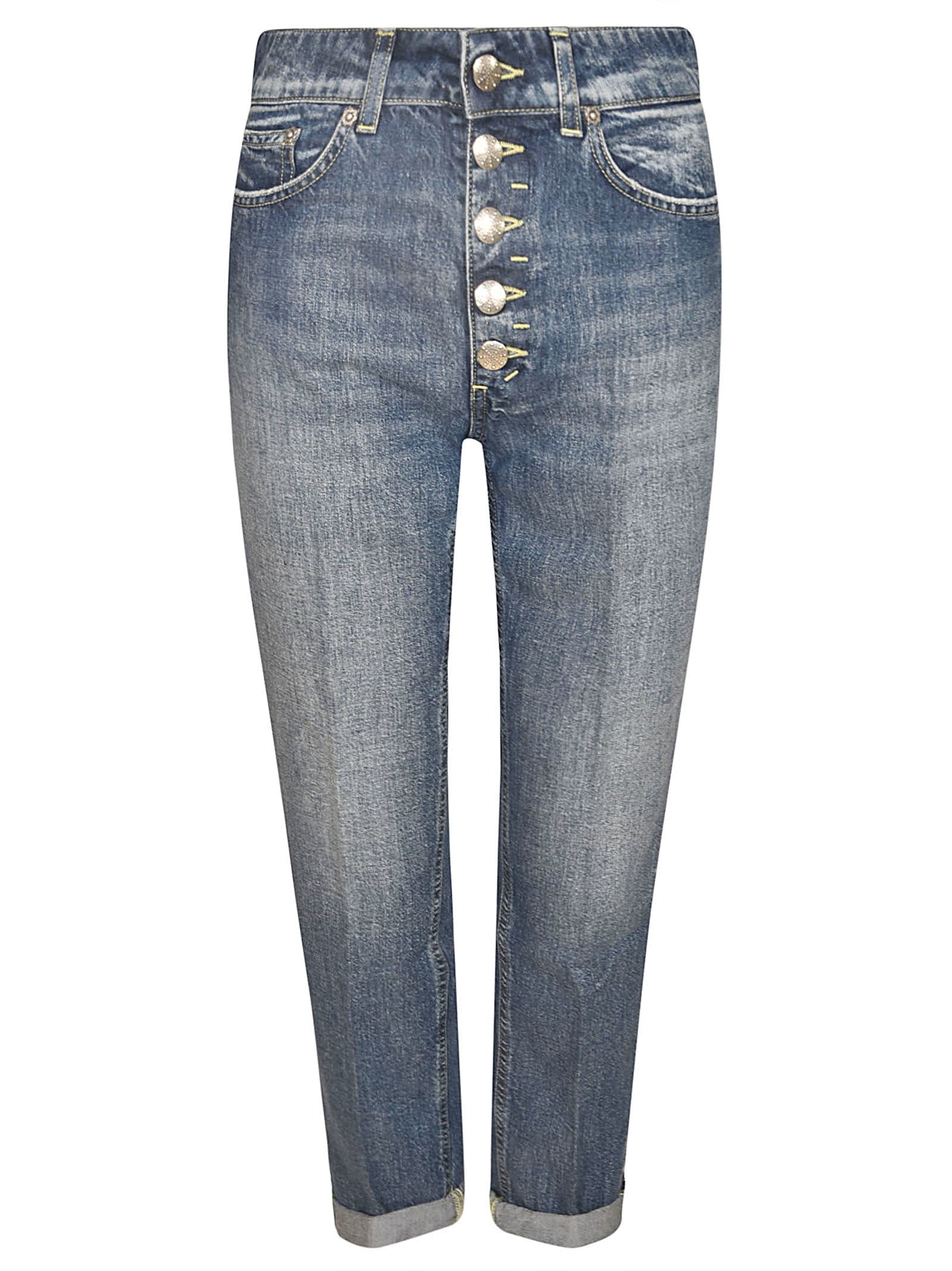 Shop Dondup Buttoned Cropped Jeans In Blue