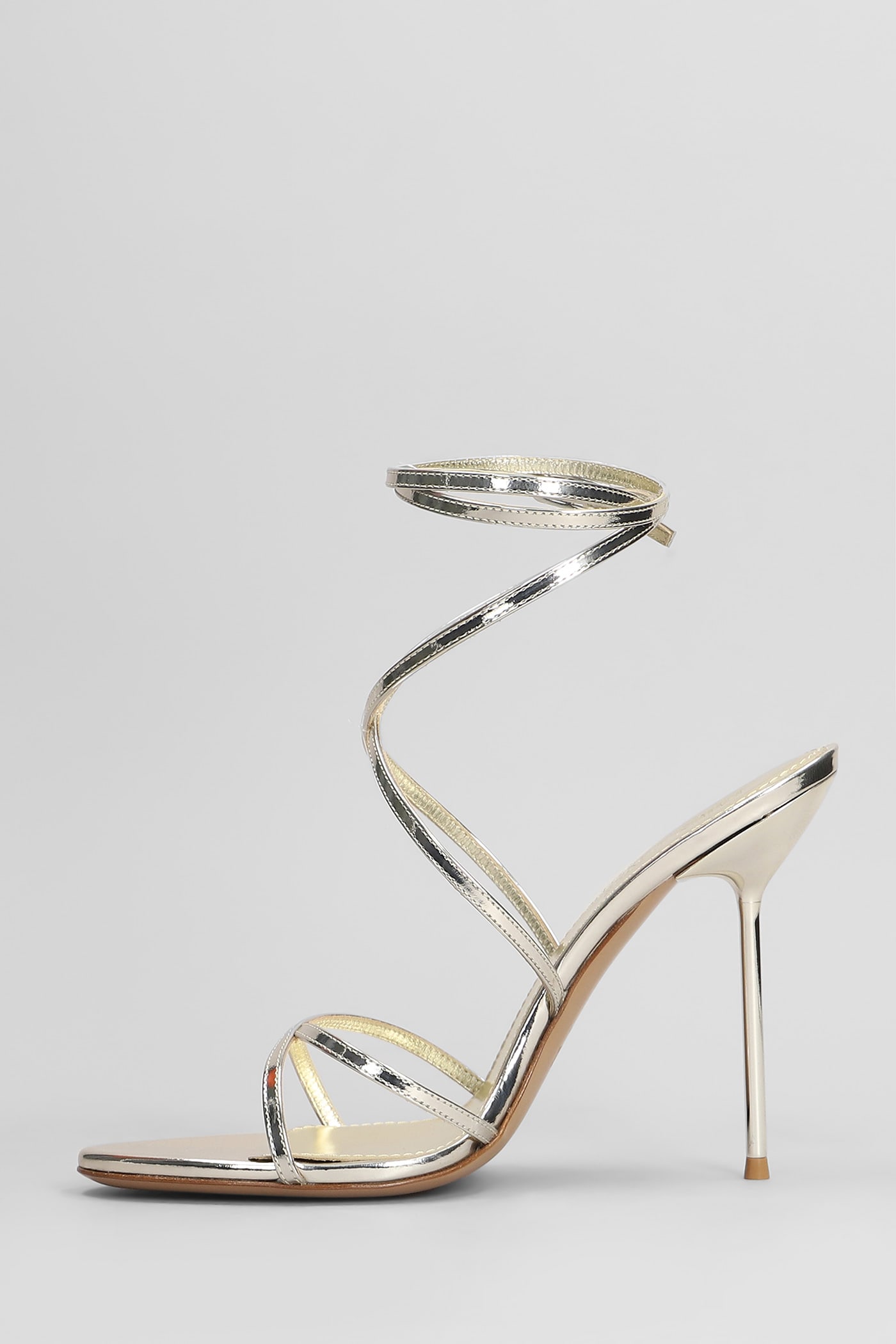 Paris Texas Liz Lace Up Sandals In Platinum Leather In Platinum