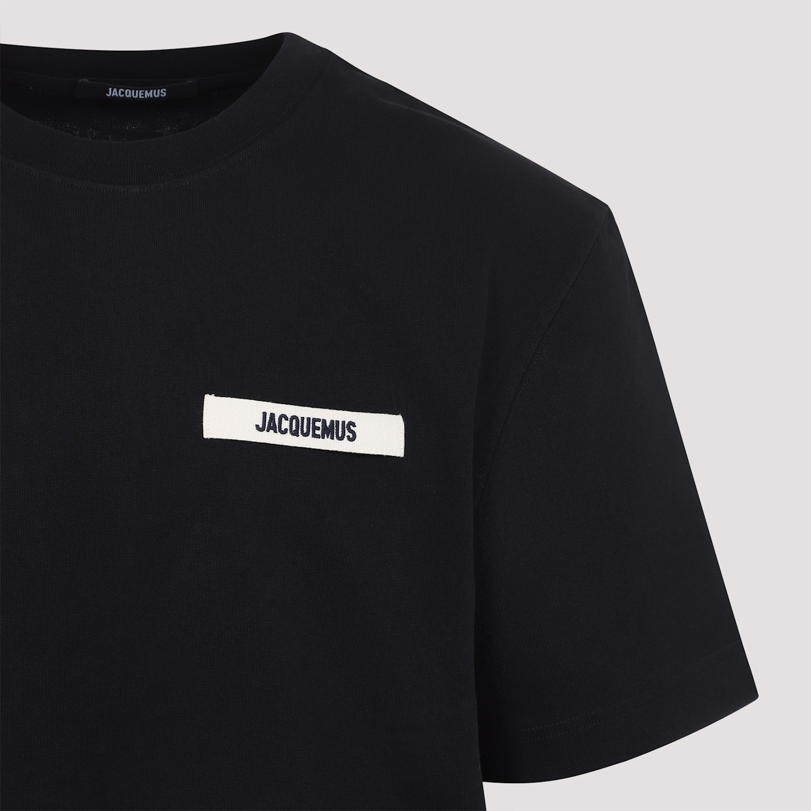 Jacquemus Grosgrain Crewneck T-shirt Short Sleeves In Black