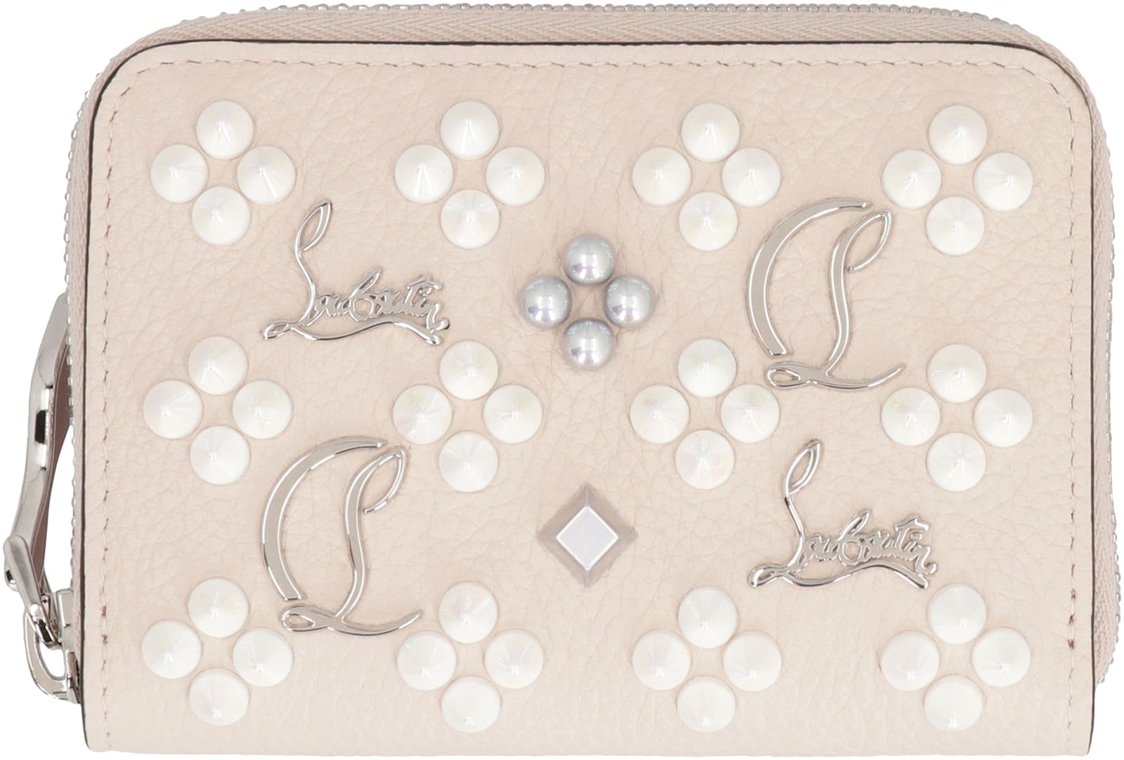 Shop Christian Louboutin Panettone Micro Leather Wallet In Panna