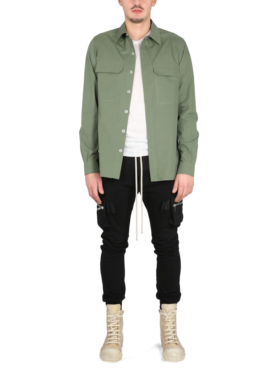 Rick Owens Shirt With Pockets And Epaulettes In Green