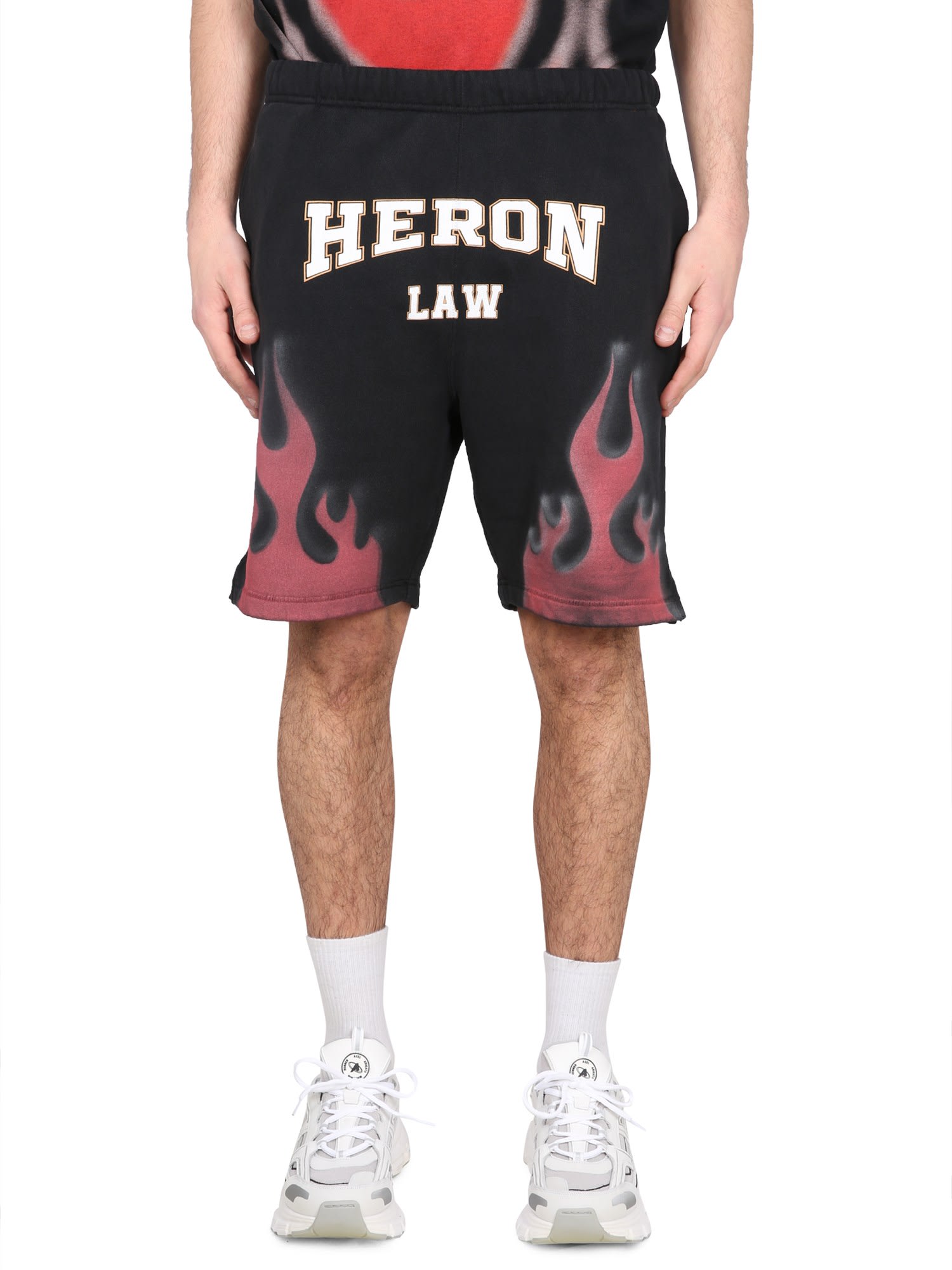HERON PRESTON Bermuda Shorts With Flames Print