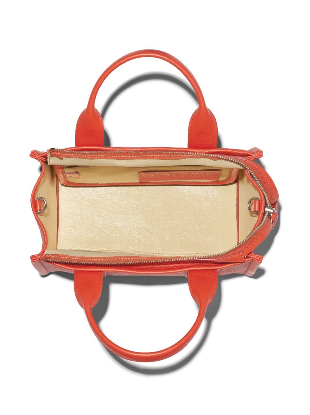 Shop Marc Jacobs The Leather Mini Tote Bag In Electric Orange