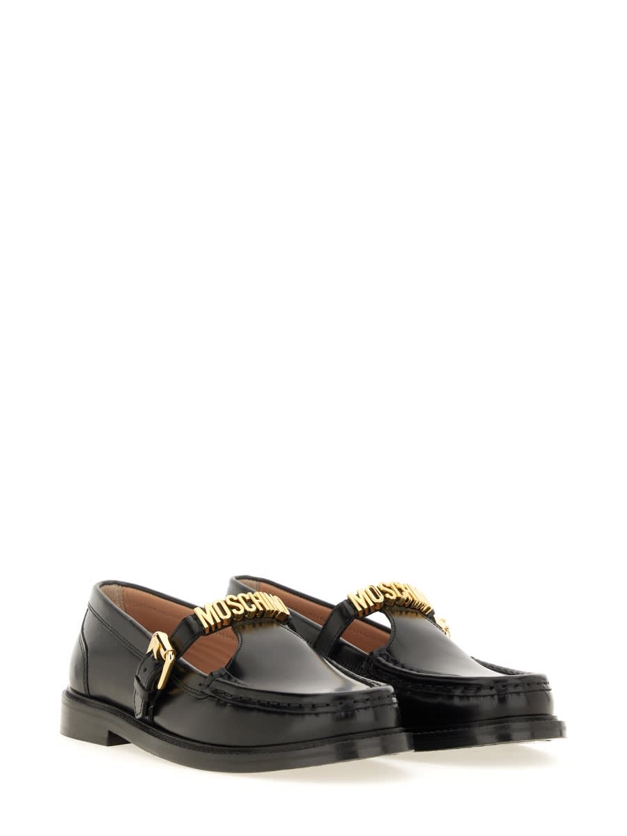 Shop Moschino Leather Loafer In Black