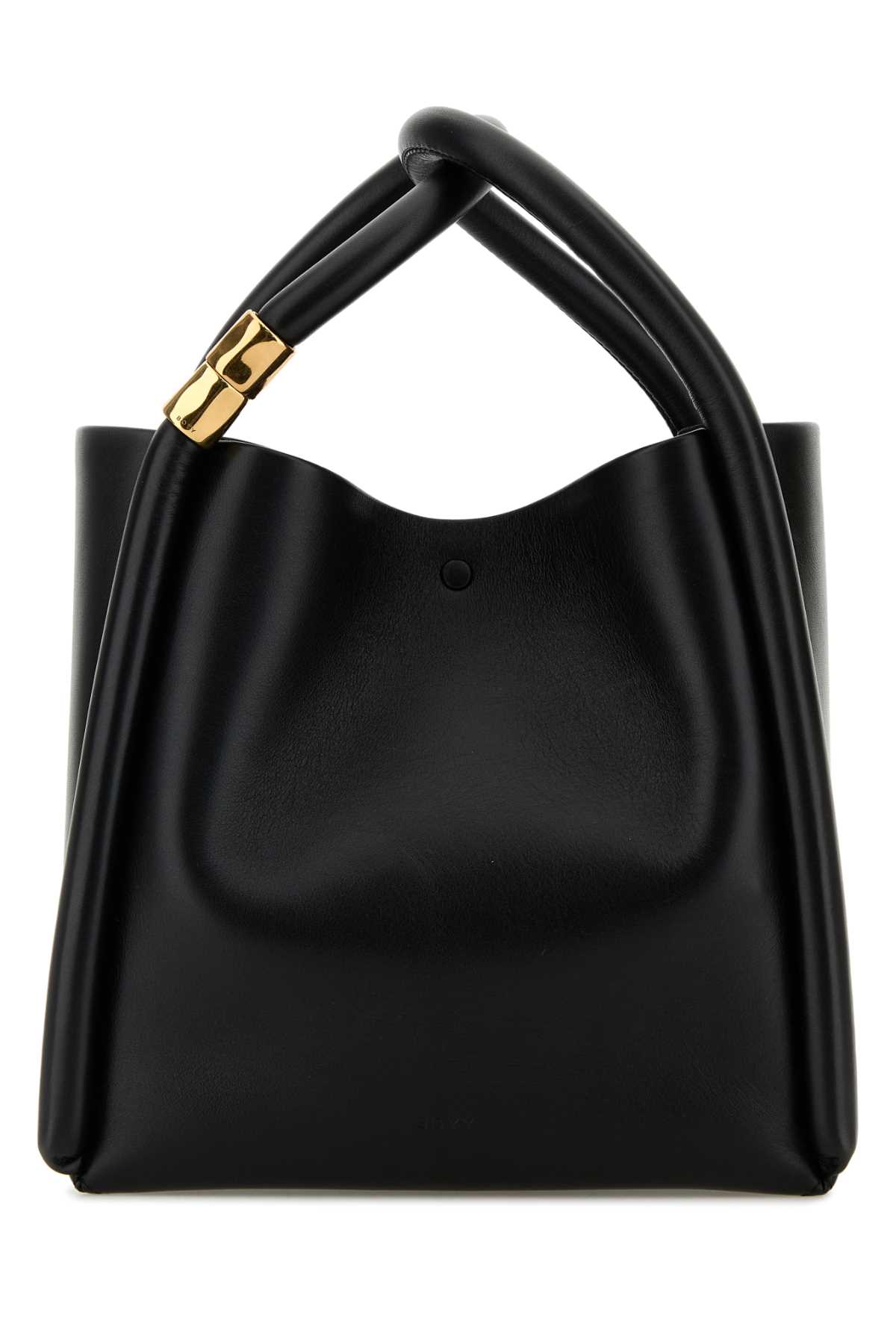 Black Leather Lotus 20 Handbag