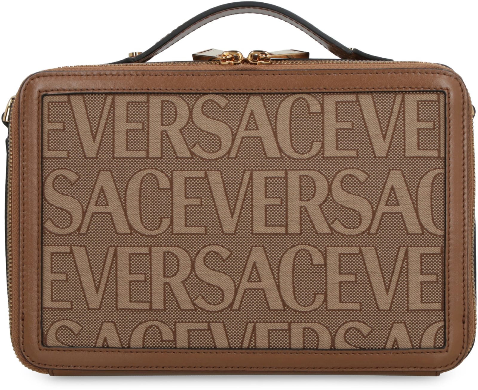 Shop Versace Canvas Messenger Bag In Beimarorover