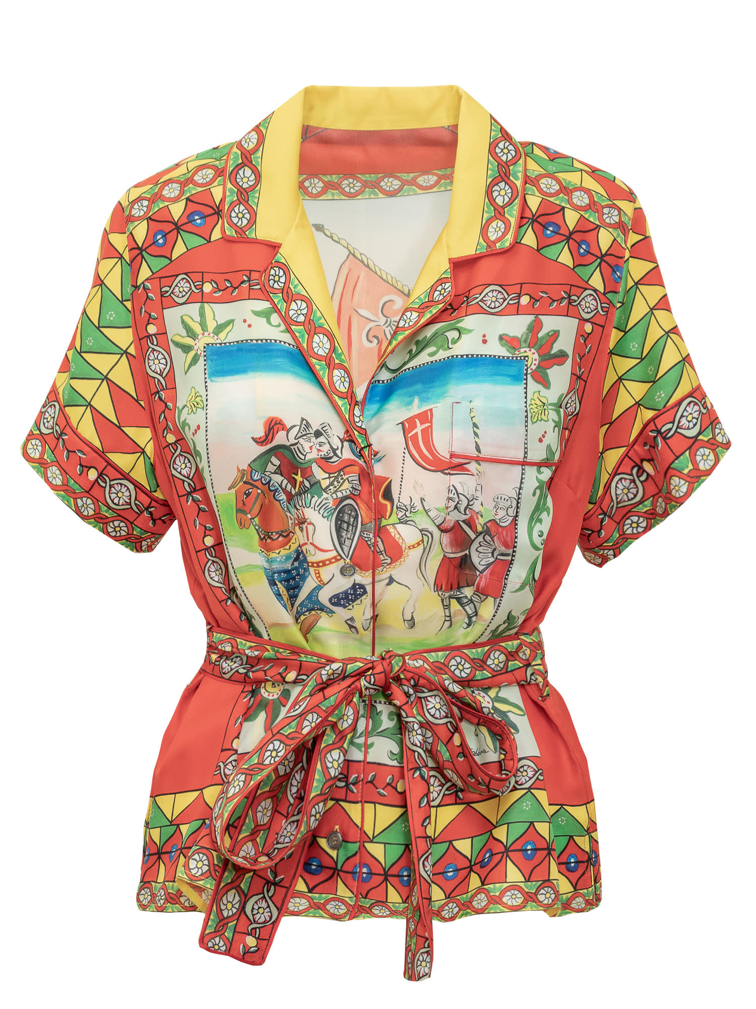 Dolce & Gabbana Graphic Print Shirt In Silk In Frigo 10 F.multicolor