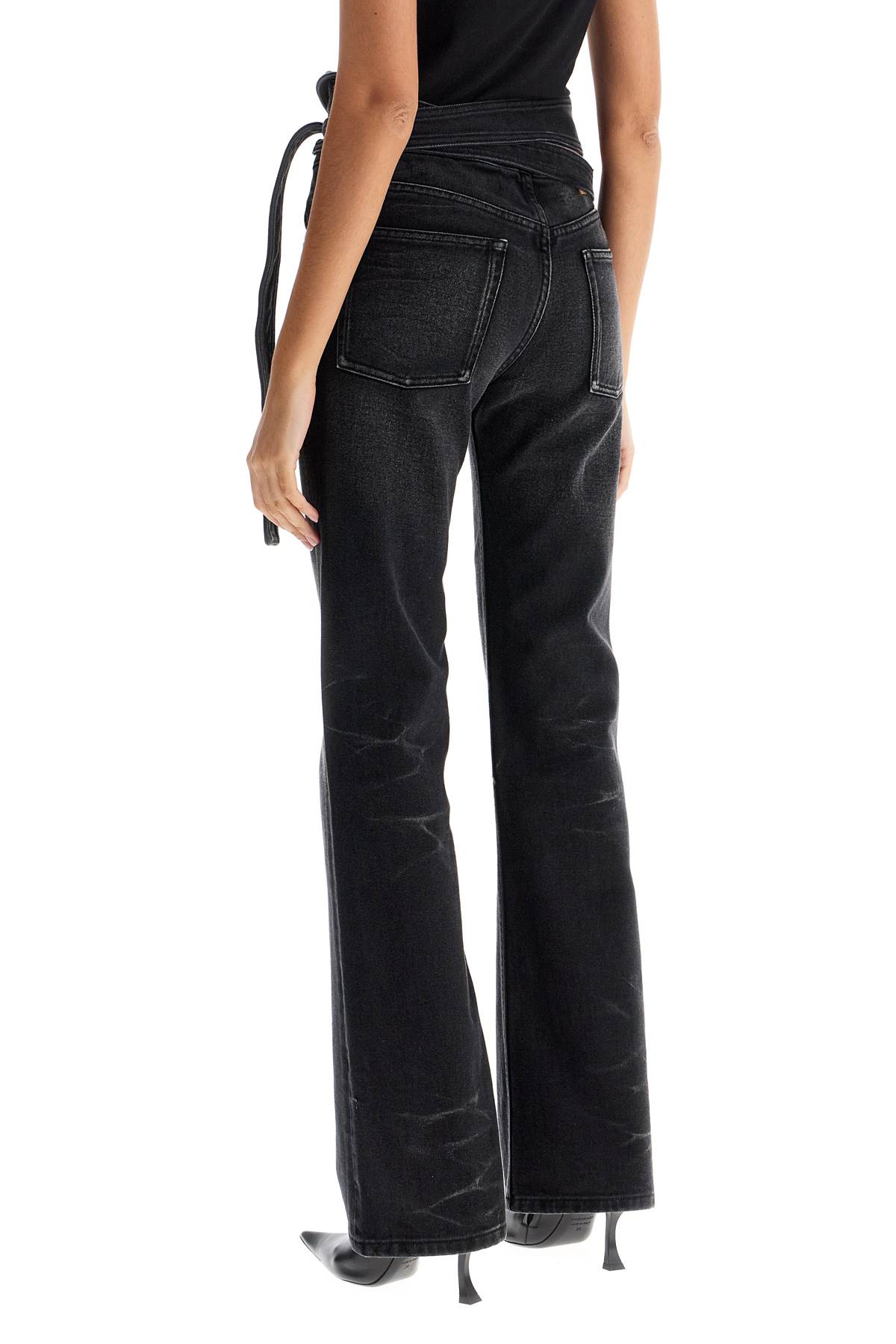 Shop Y/project Bootcut Jeans With Criss-cross In Faded Black (black)