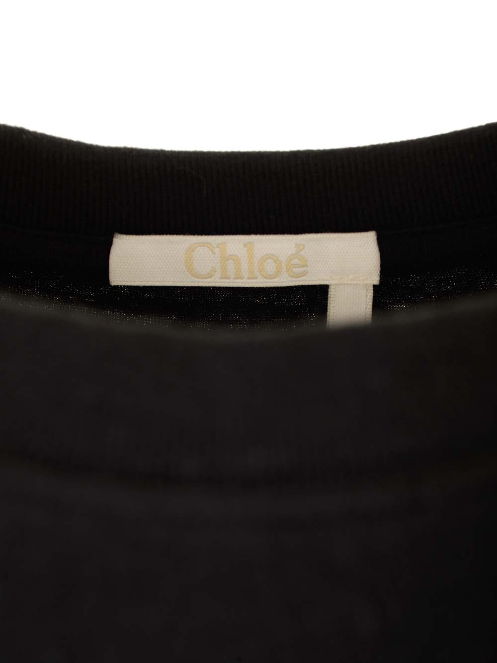 Shop Chloé Black T-shirt With Embroidered Logo