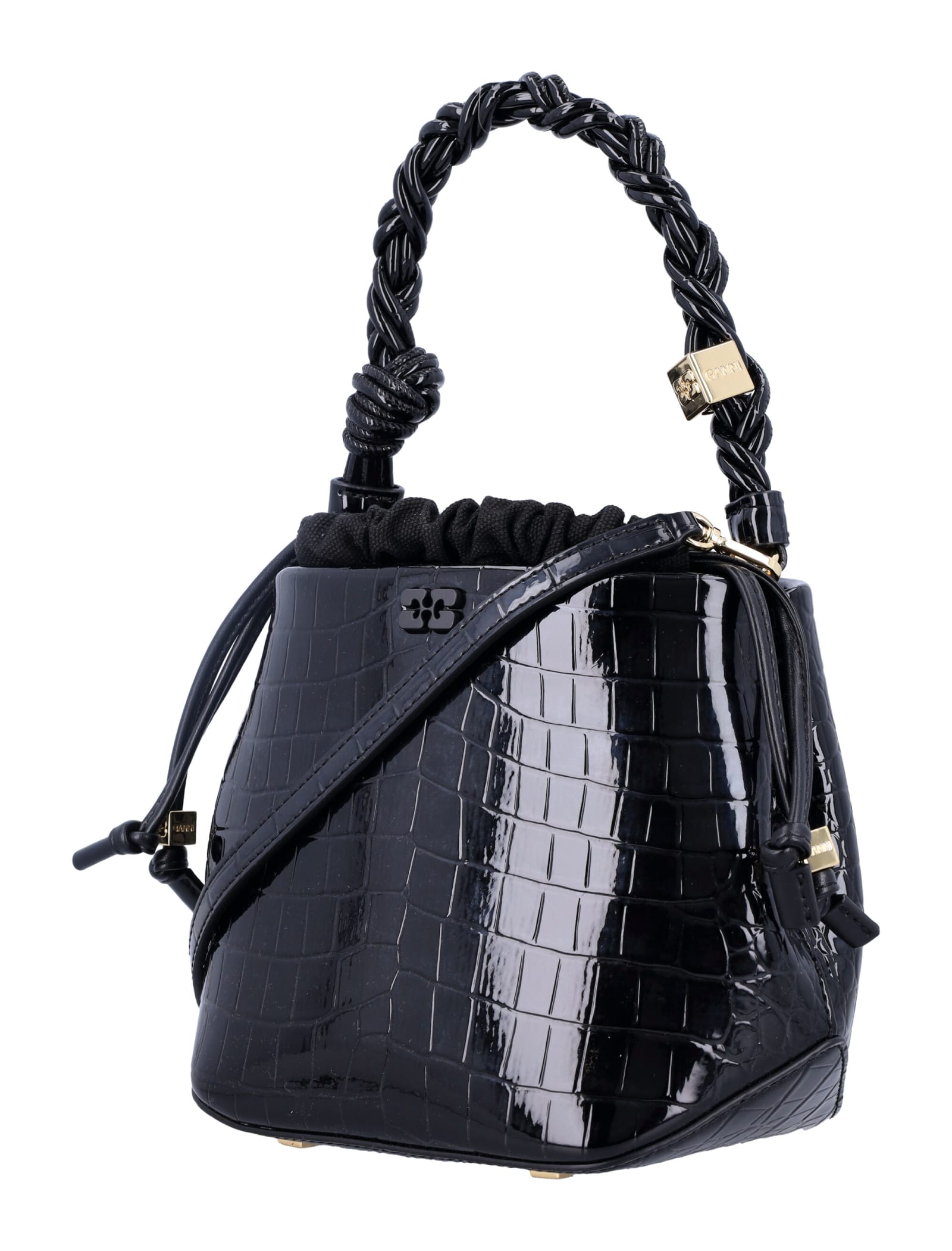 Shop Ganni Bou Bucket Bag In Black