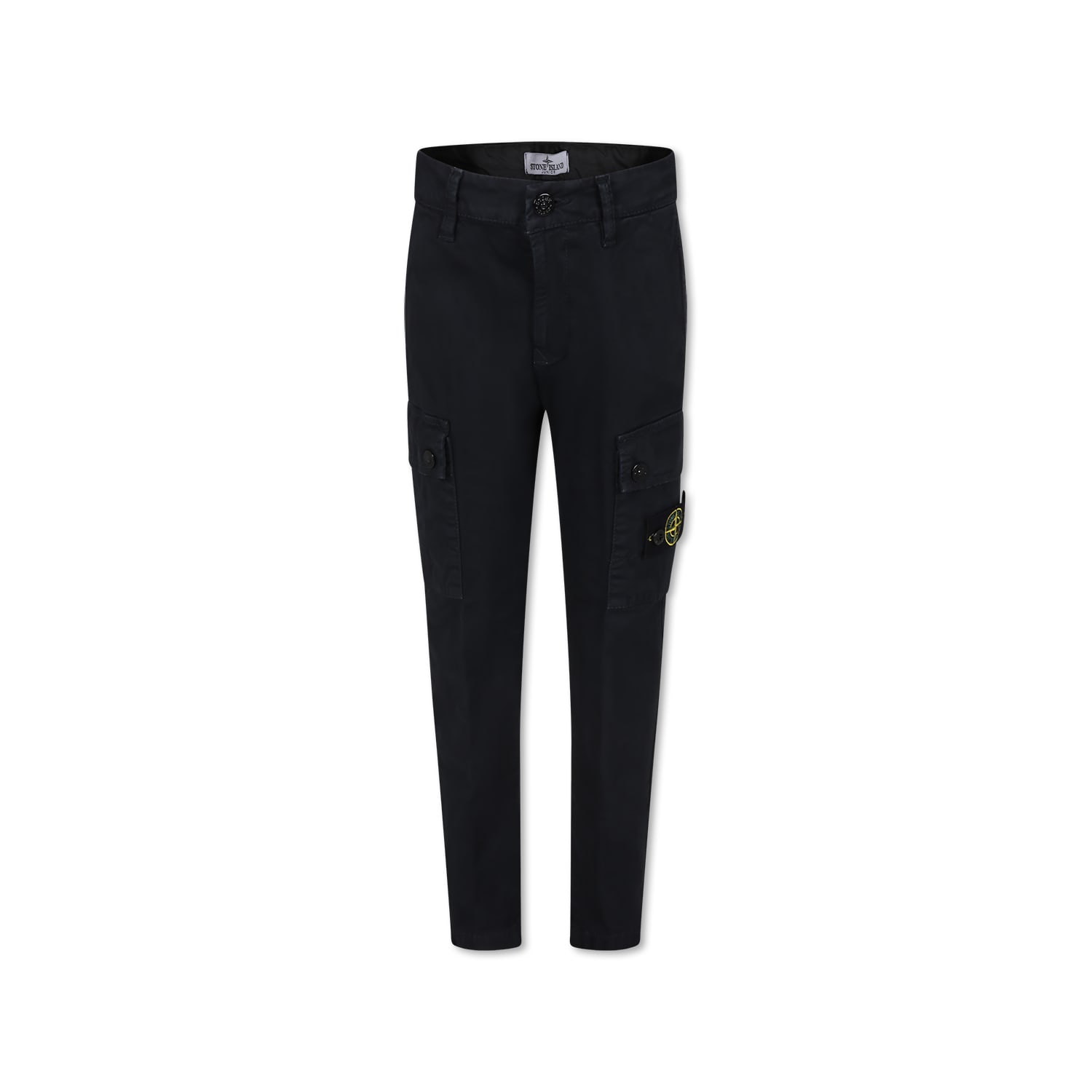 Stone Island Blue Trousers For Boy With Compass In Blue