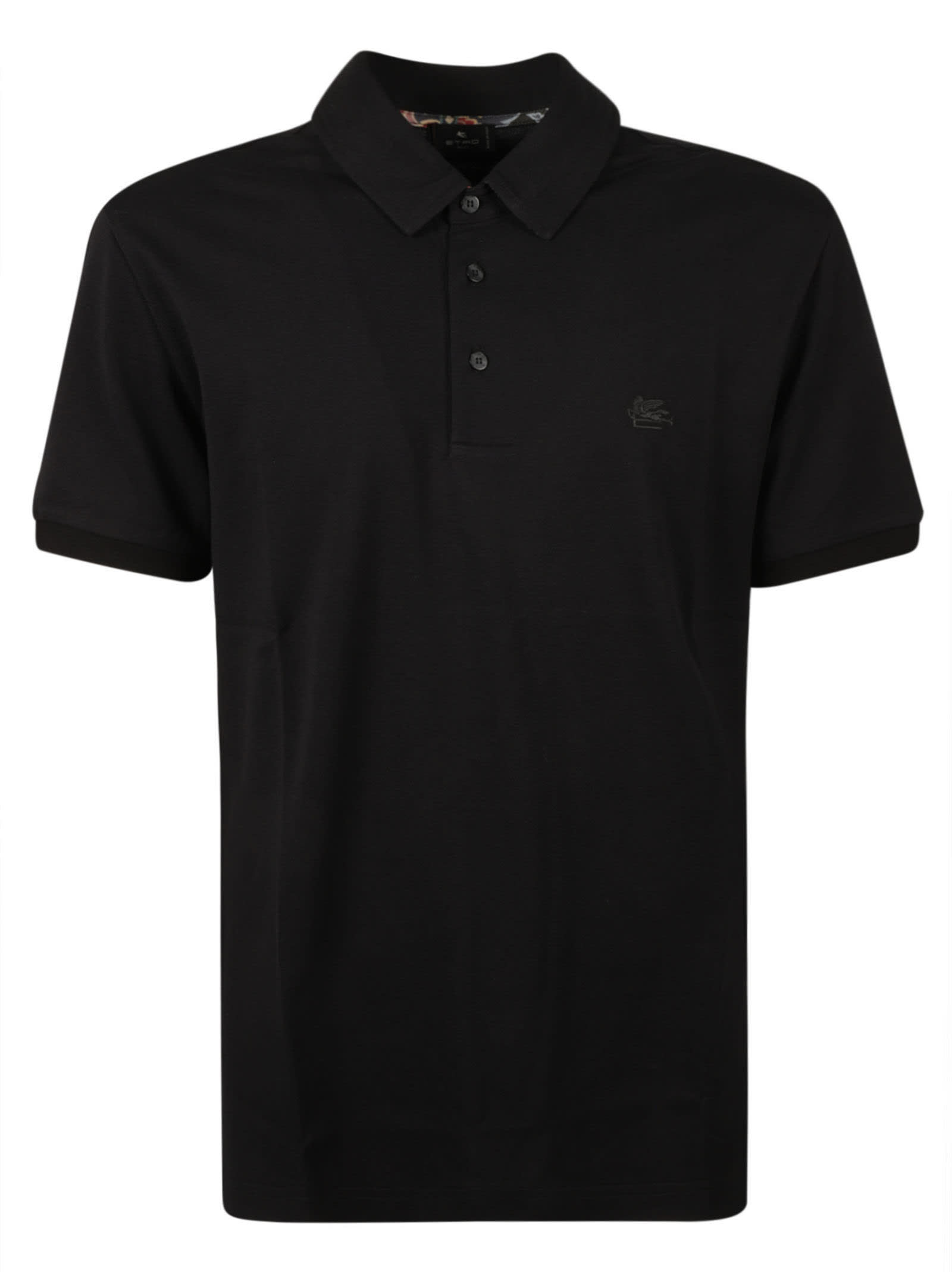 Shop Etro Logo Embroidered Regular Polo Shirt