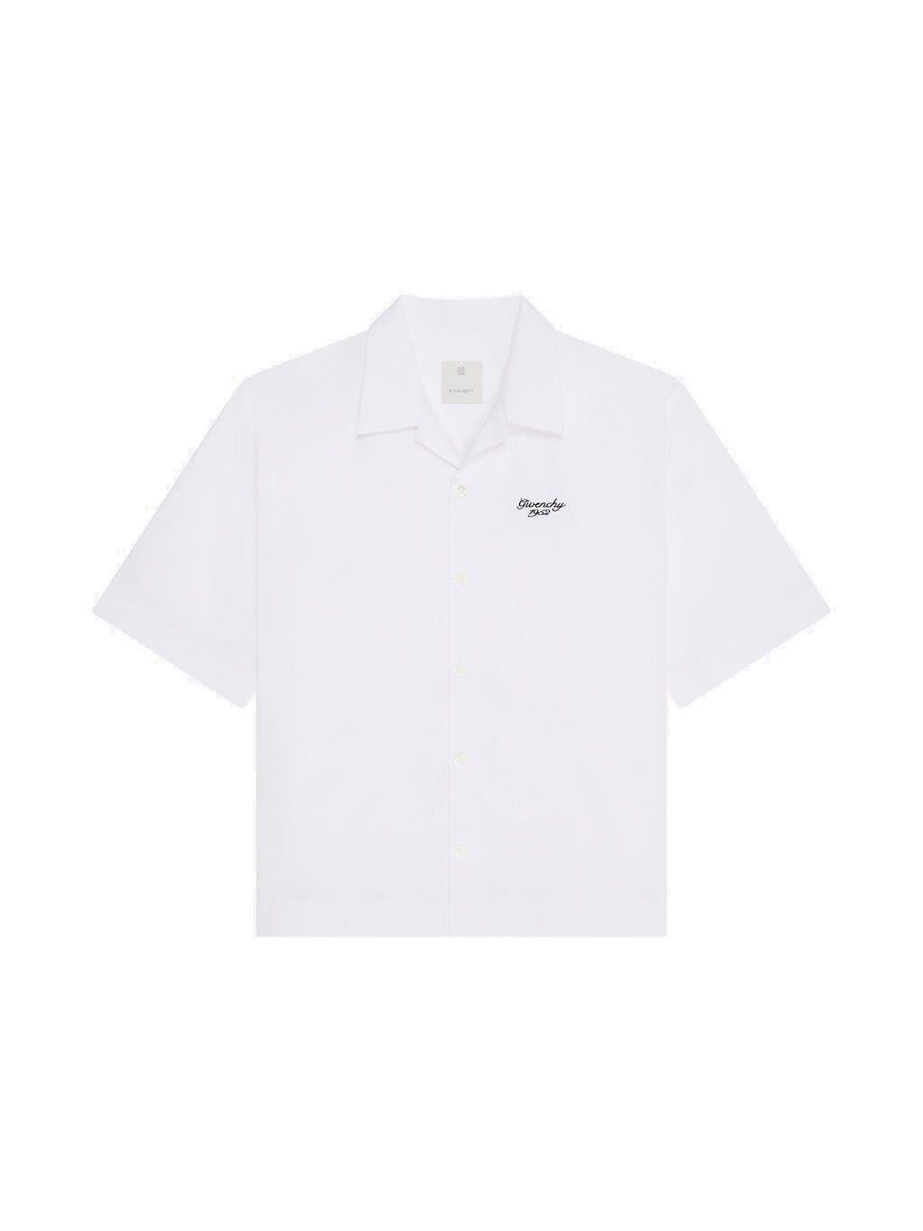 Shop Givenchy Logo Embroidered Short-sleeve Shirt In Bianco