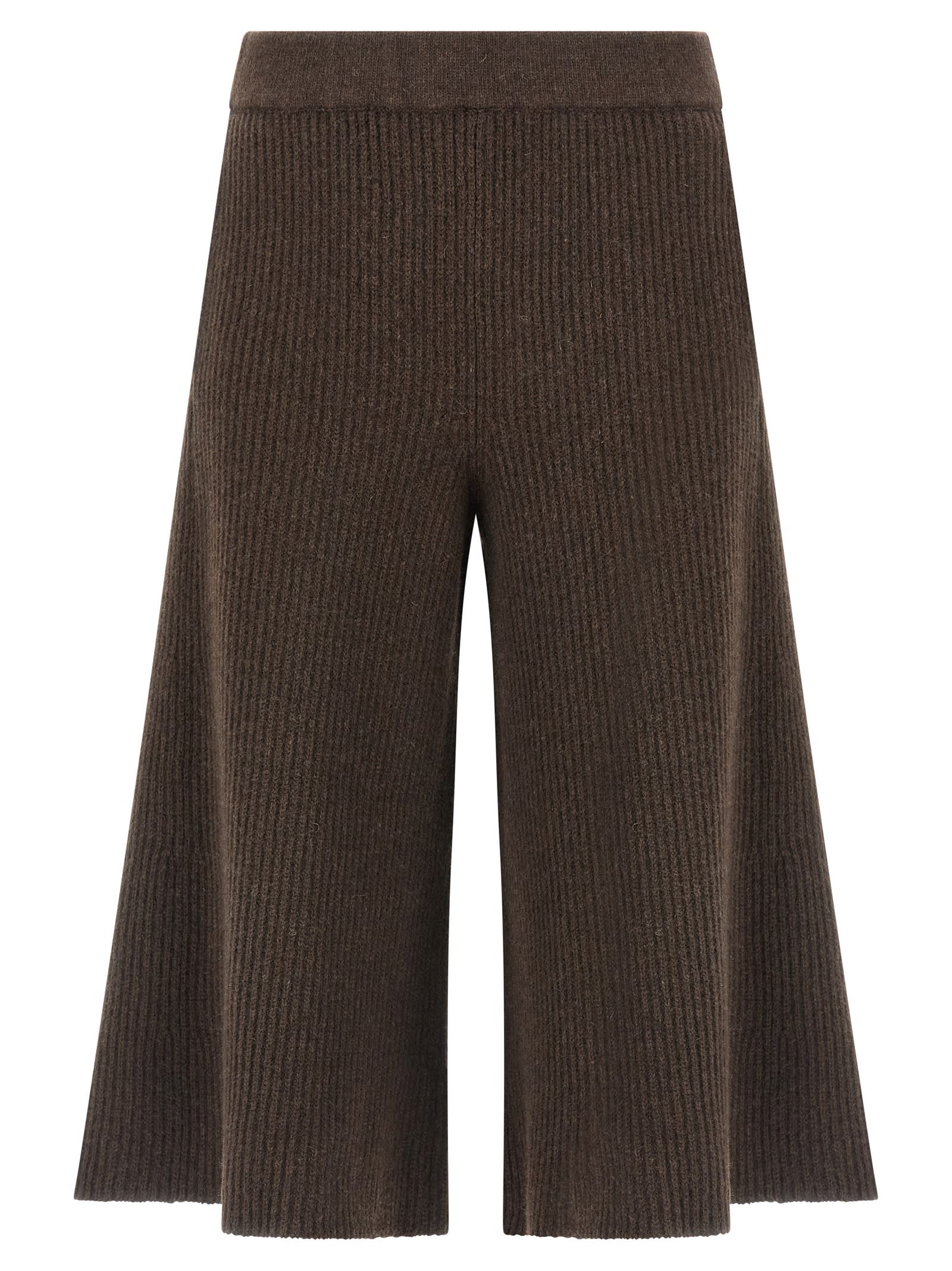 Nude Culotte Pants With Relaxed Silhouette And Side Pockets In Brown
